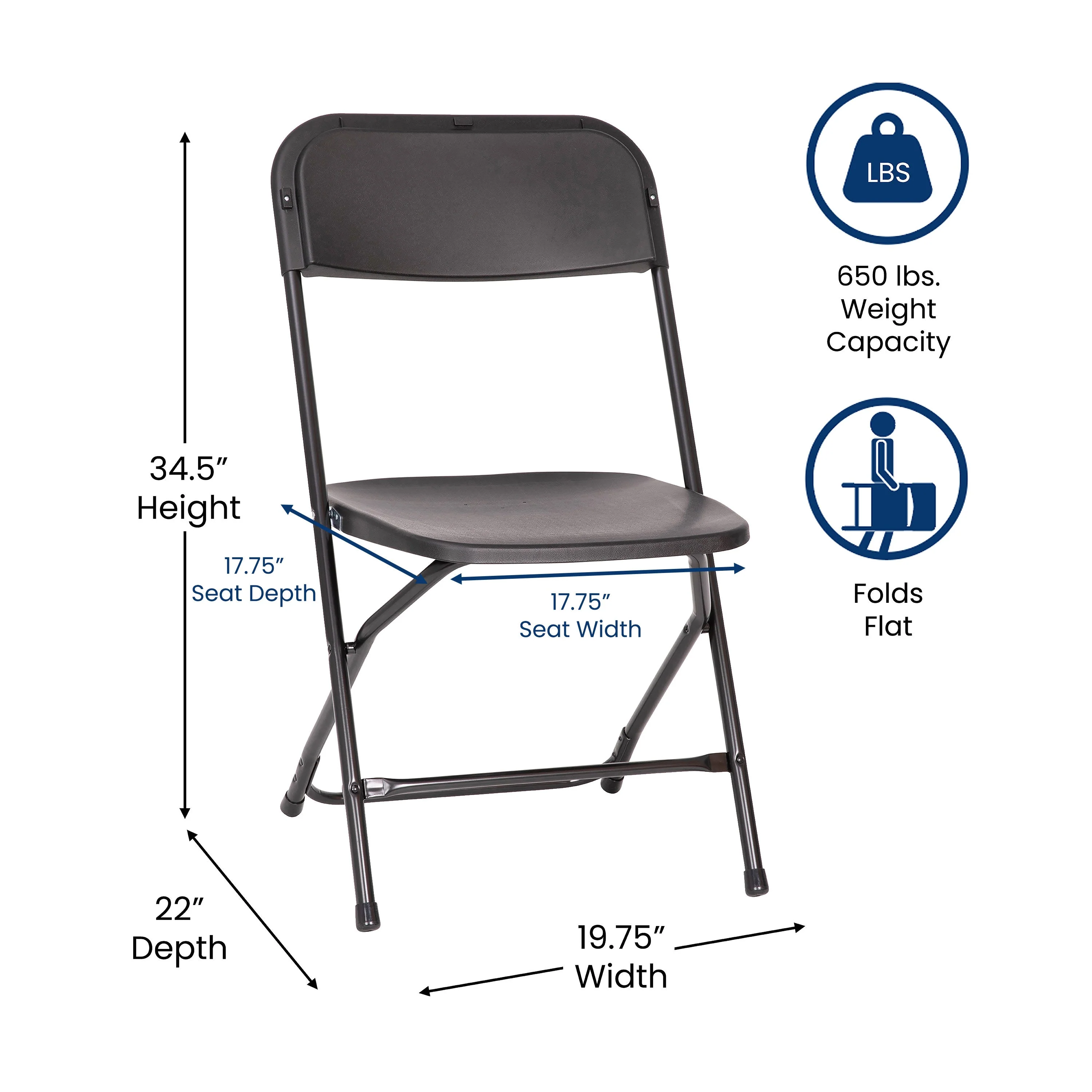 Hercules Big and Tall Commercial Folding Chair - Extra Wide 650LB. Capacity - Durable Plastic - Image 76