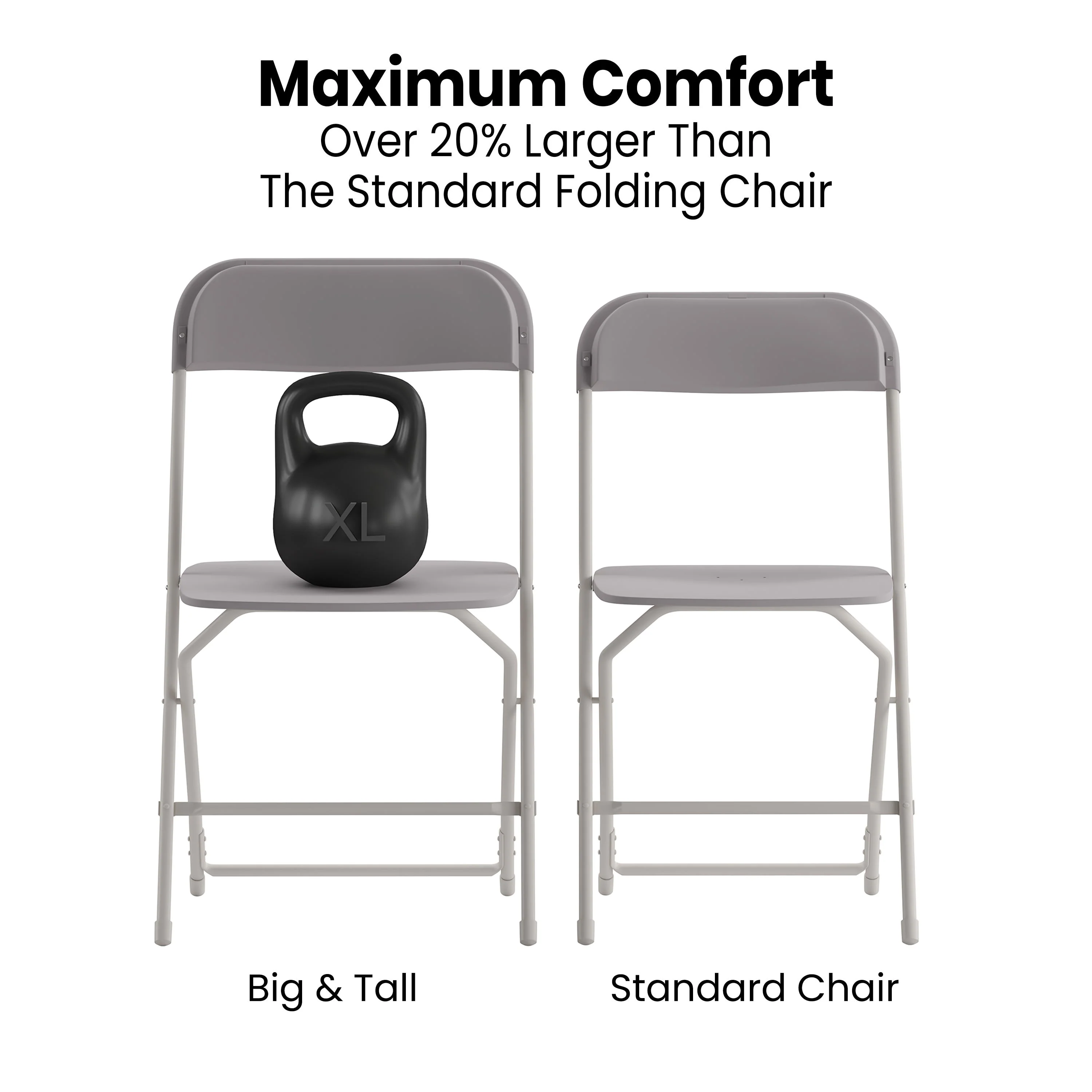 Hercules Big and Tall Commercial Folding Chair - Extra Wide 650LB. Capacity - Durable Plastic - 4-Pack - Image 5