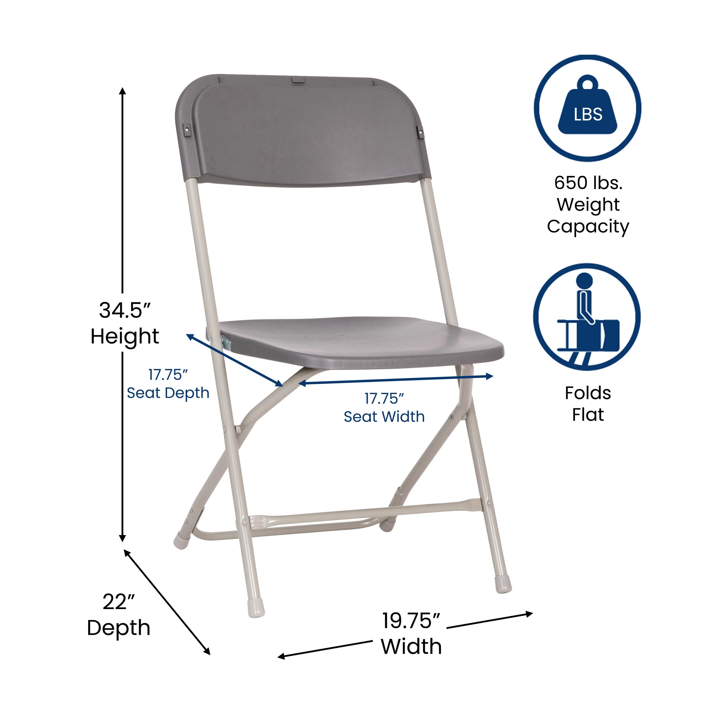 Hercules Big and Tall Commercial Folding Chair - Extra Wide 650LB. Capacity - Durable Plastic - 4-Pack - Image 8