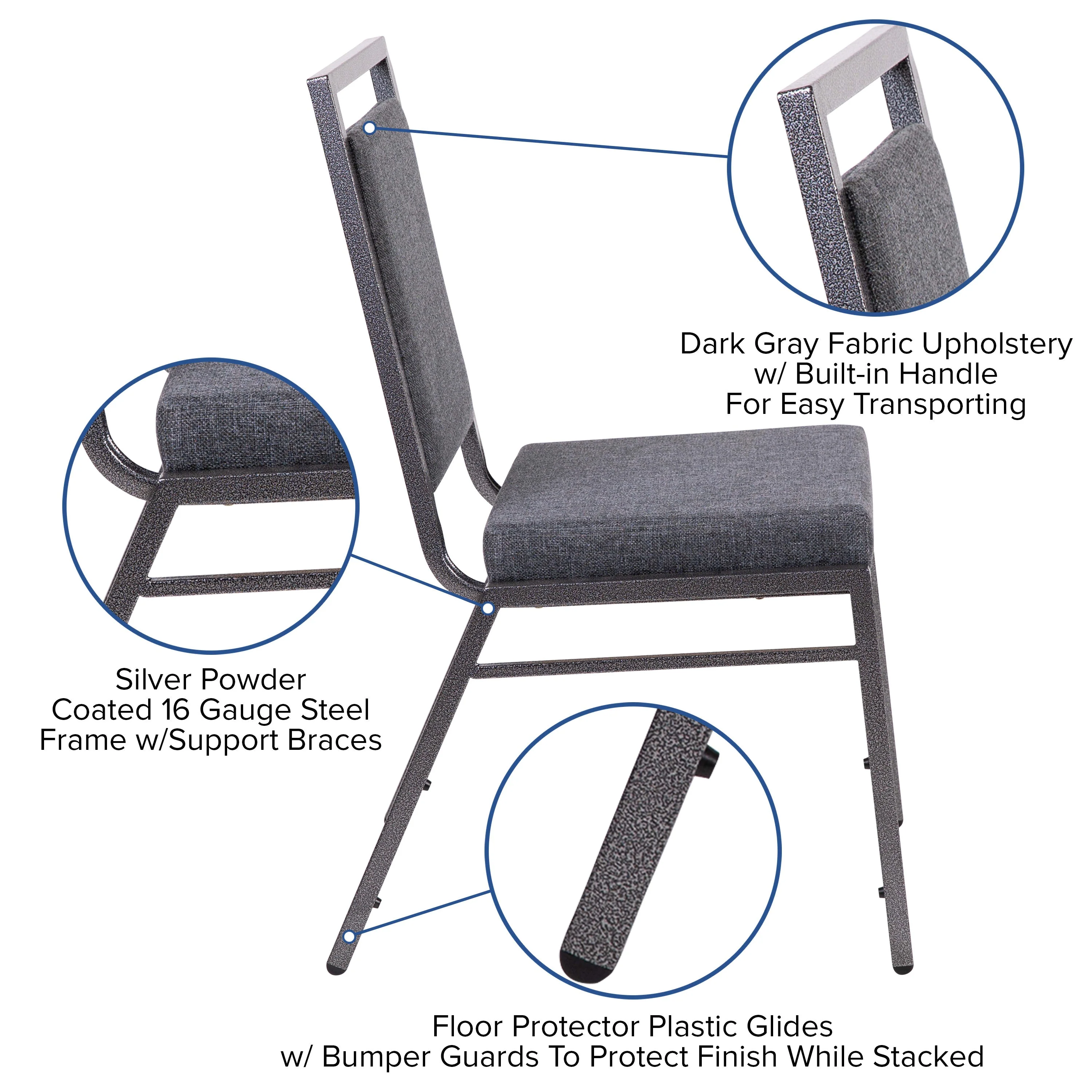 HERCULES Series Square Back Stacking Banquet Chair with Silvervein Frame - Image 19