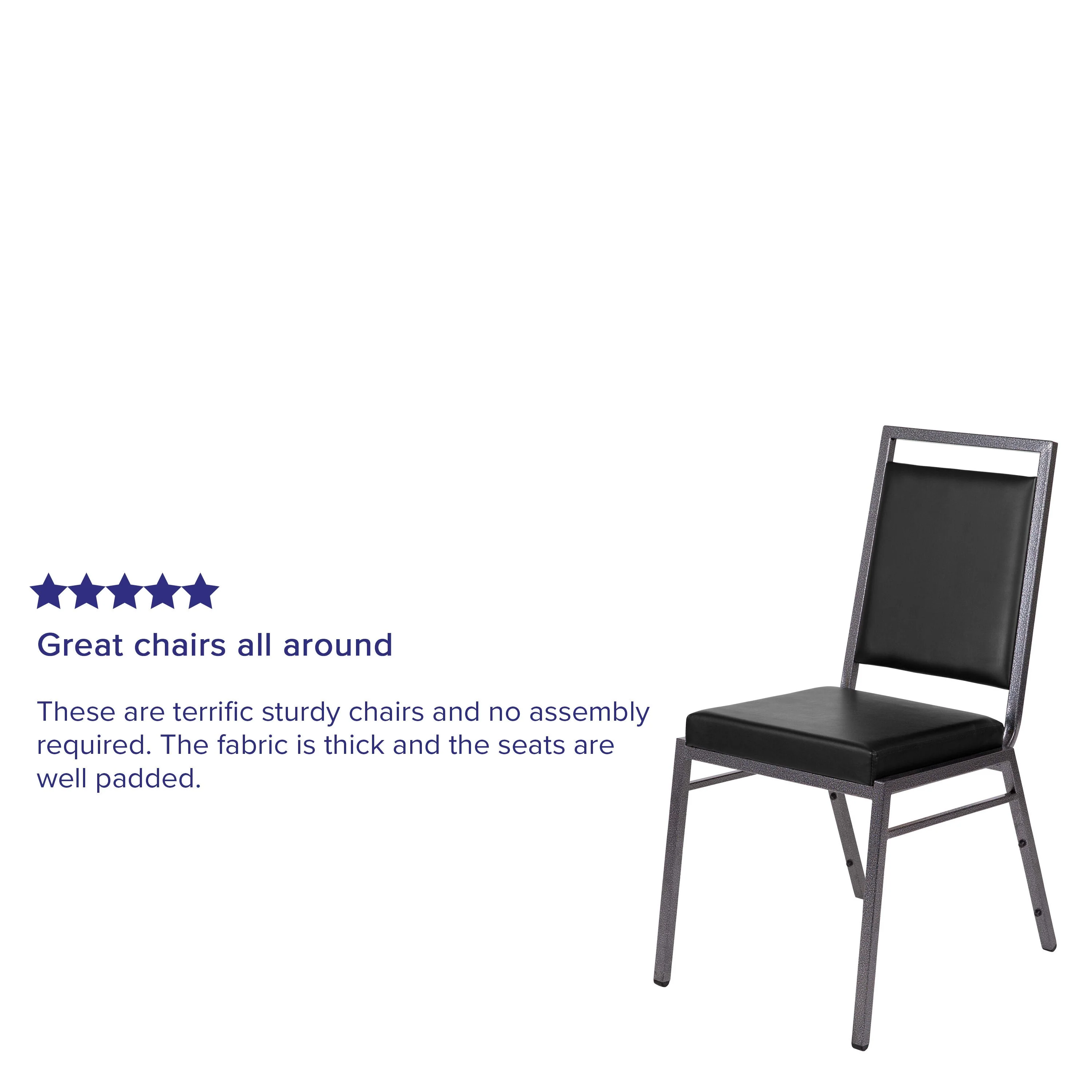 HERCULES Series Square Back Stacking Banquet Chair with Silvervein Frame - Image 4