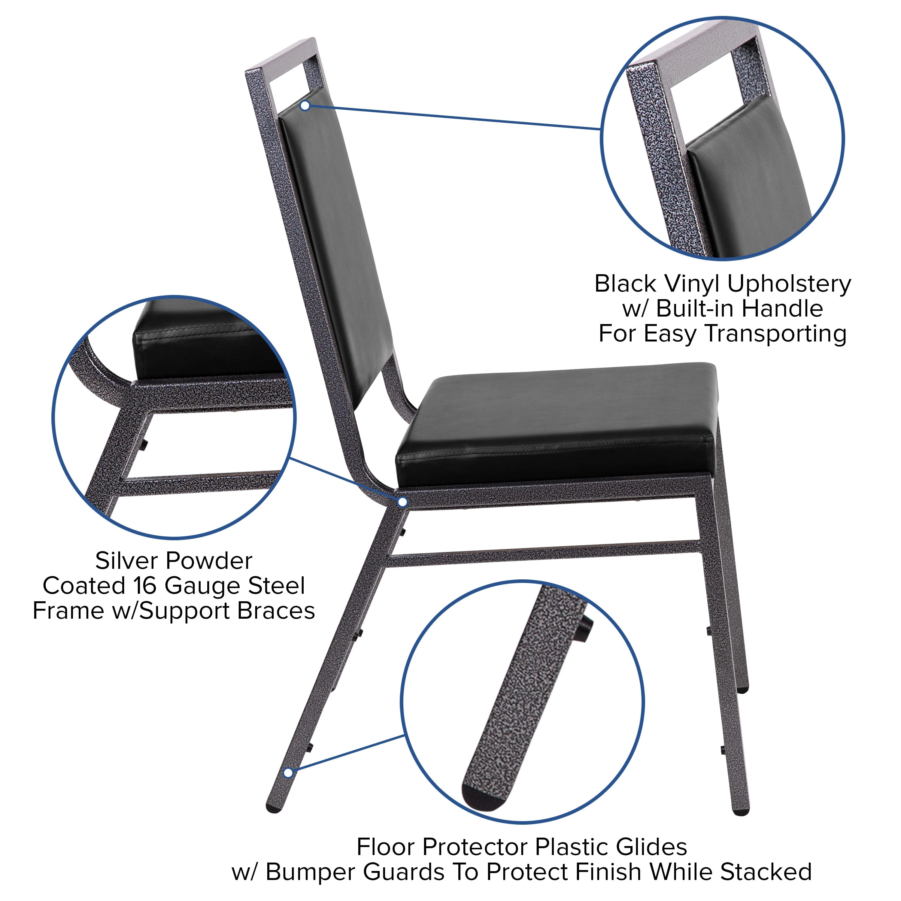 HERCULES Series Square Back Stacking Banquet Chair with Silvervein Frame - Image 5