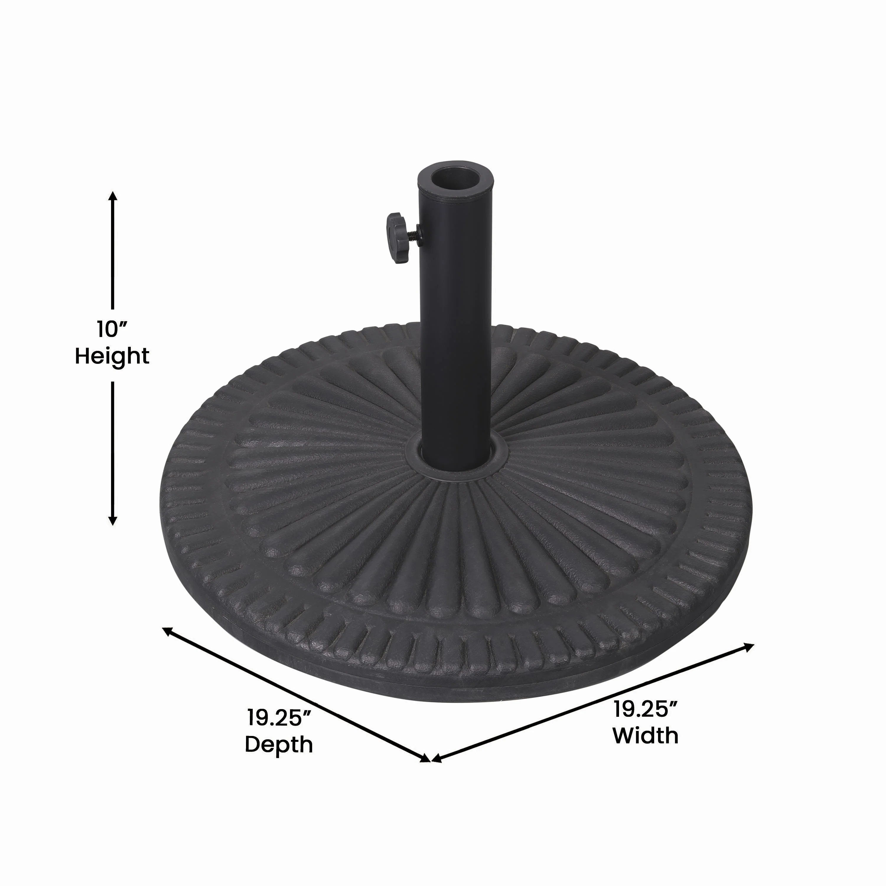 Kona Universal Cement Patio Umbrella Base with Sunburst Patterned Weatherproof Plastic Polymer Coating - Image 5