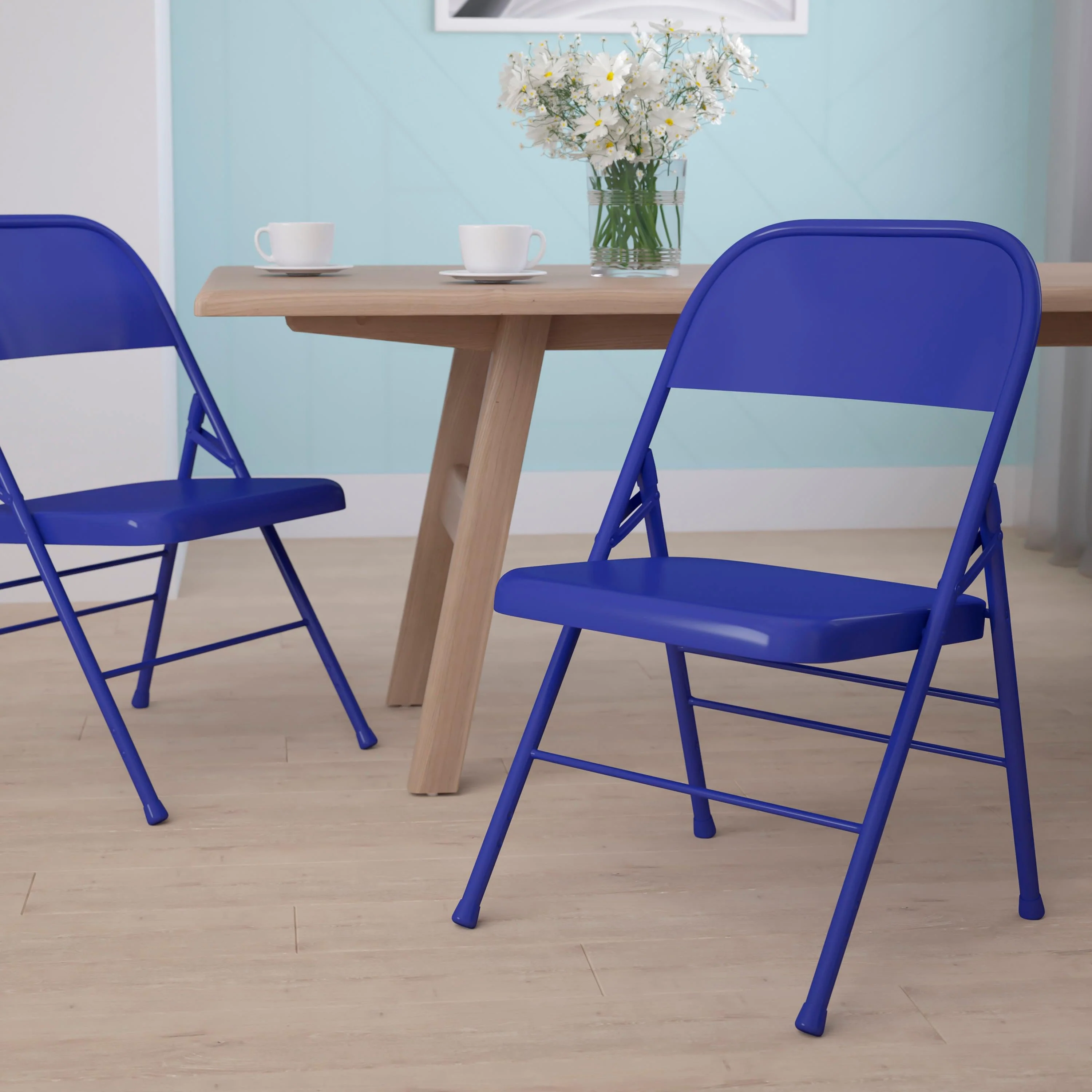 HERCULES COLORBURST Series Triple Braced & Double Hinged Metal Folding Chair - Image 14