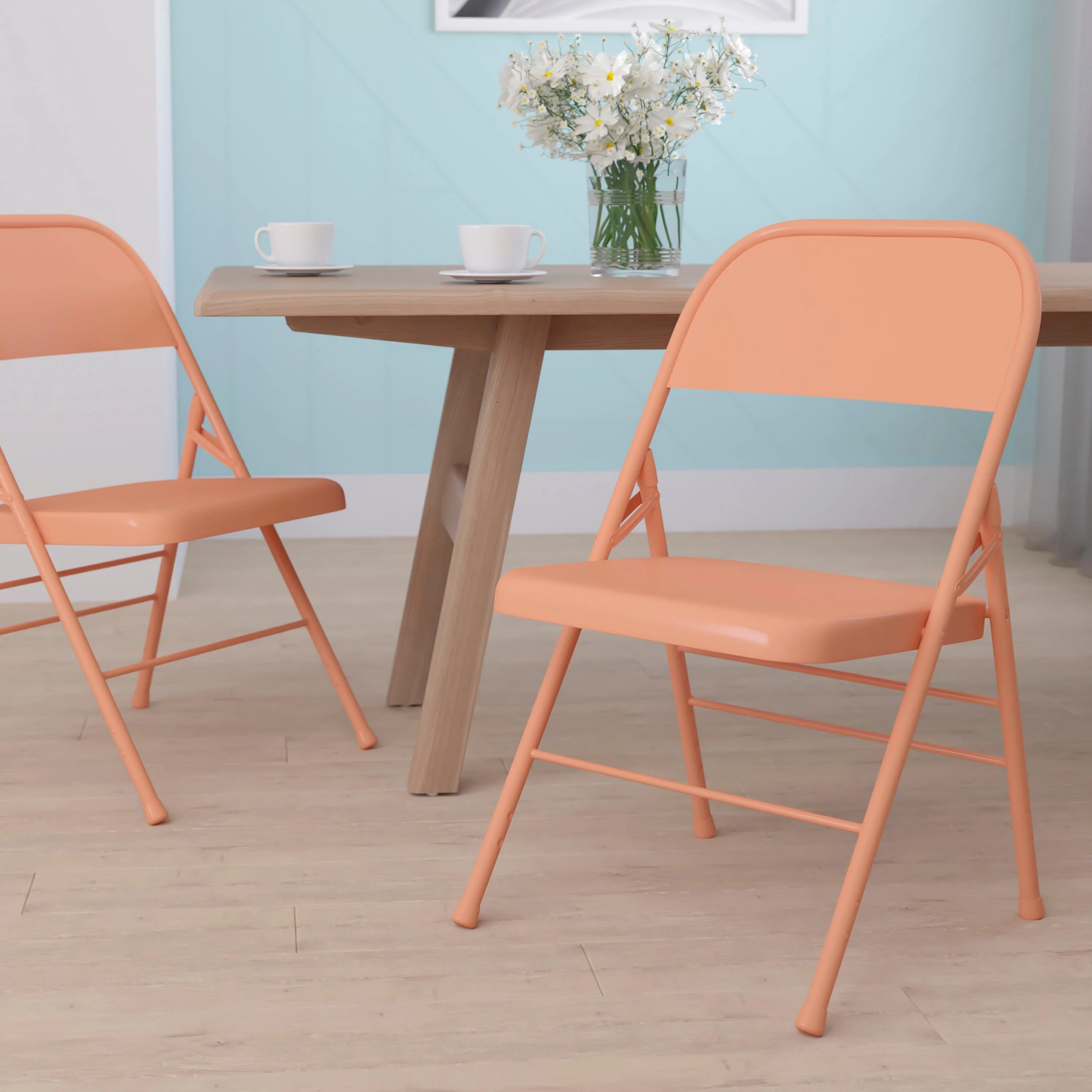 HERCULES COLORBURST Series Triple Braced & Double Hinged Metal Folding Chair - Image 38