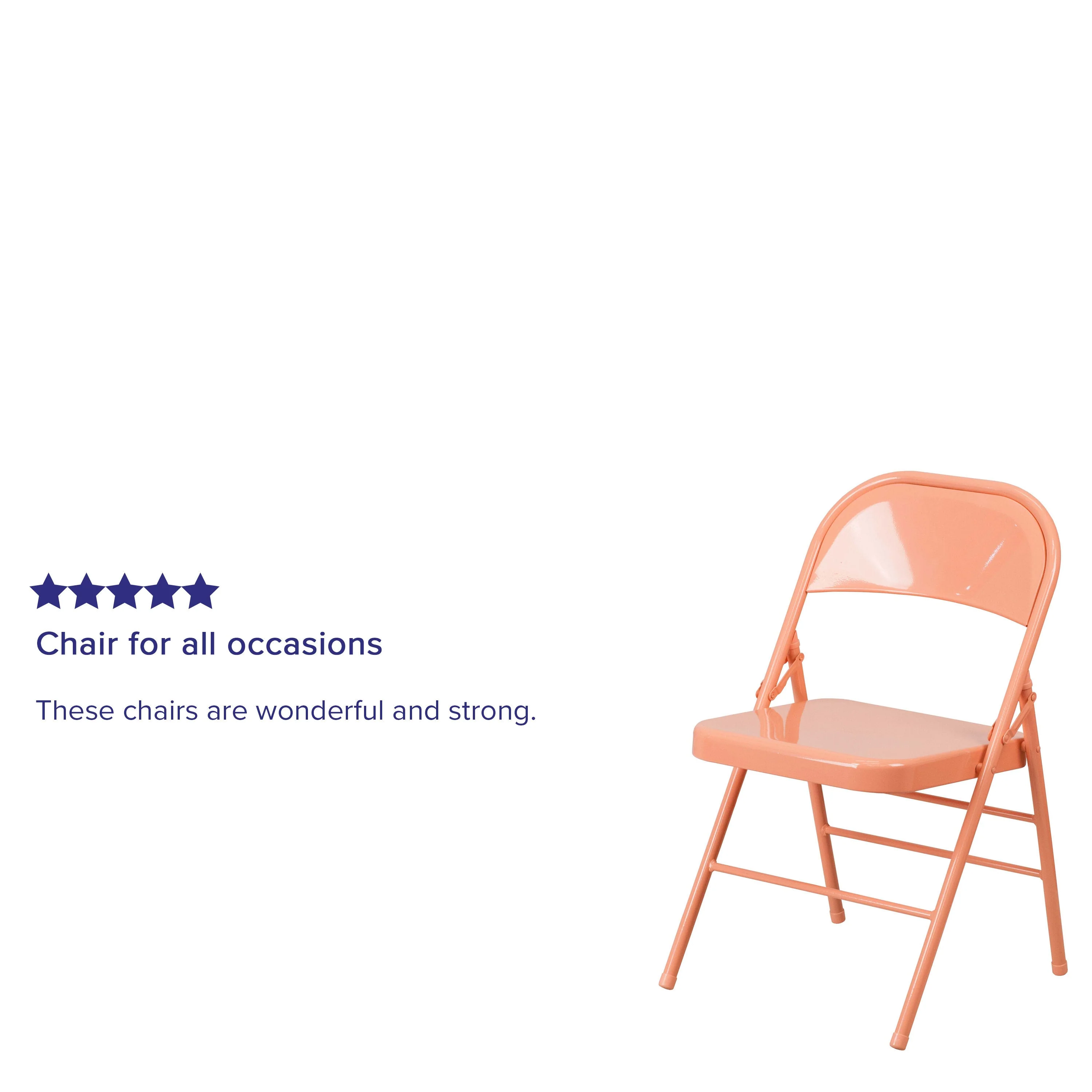 HERCULES COLORBURST Series Triple Braced & Double Hinged Metal Folding Chair - Image 40