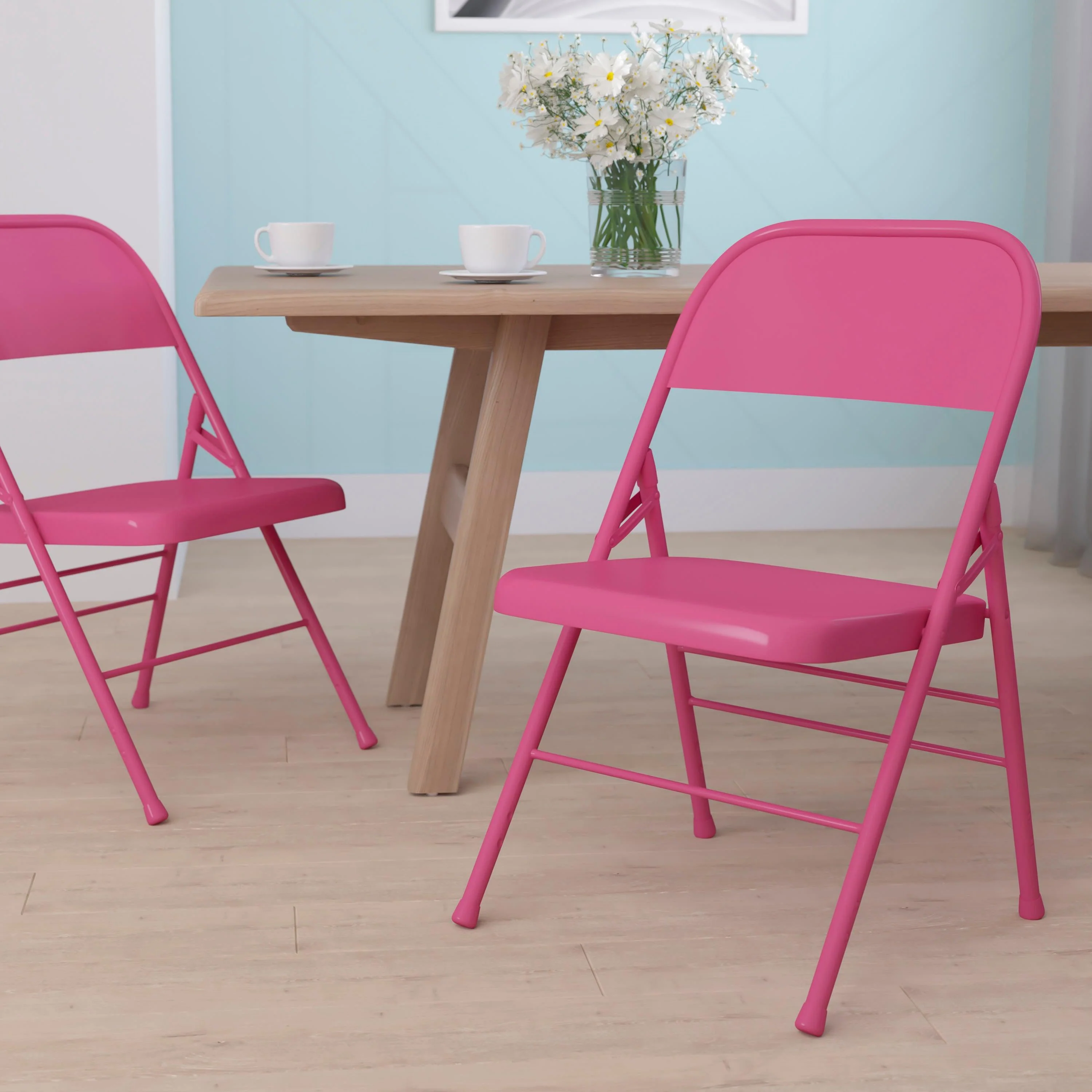 HERCULES COLORBURST Series Triple Braced & Double Hinged Metal Folding Chair - Image 50
