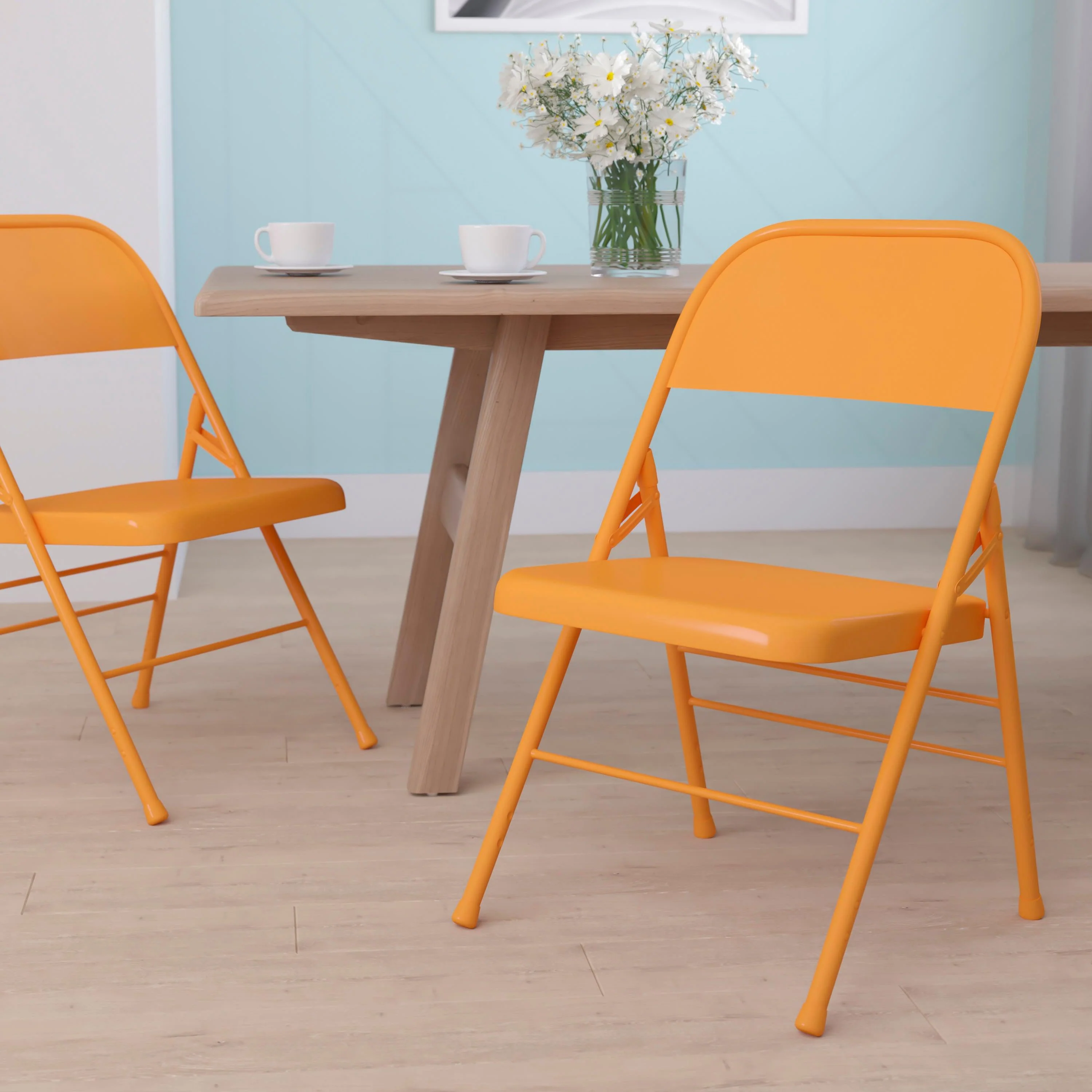 HERCULES COLORBURST Series Triple Braced & Double Hinged Metal Folding Chair - Image 61