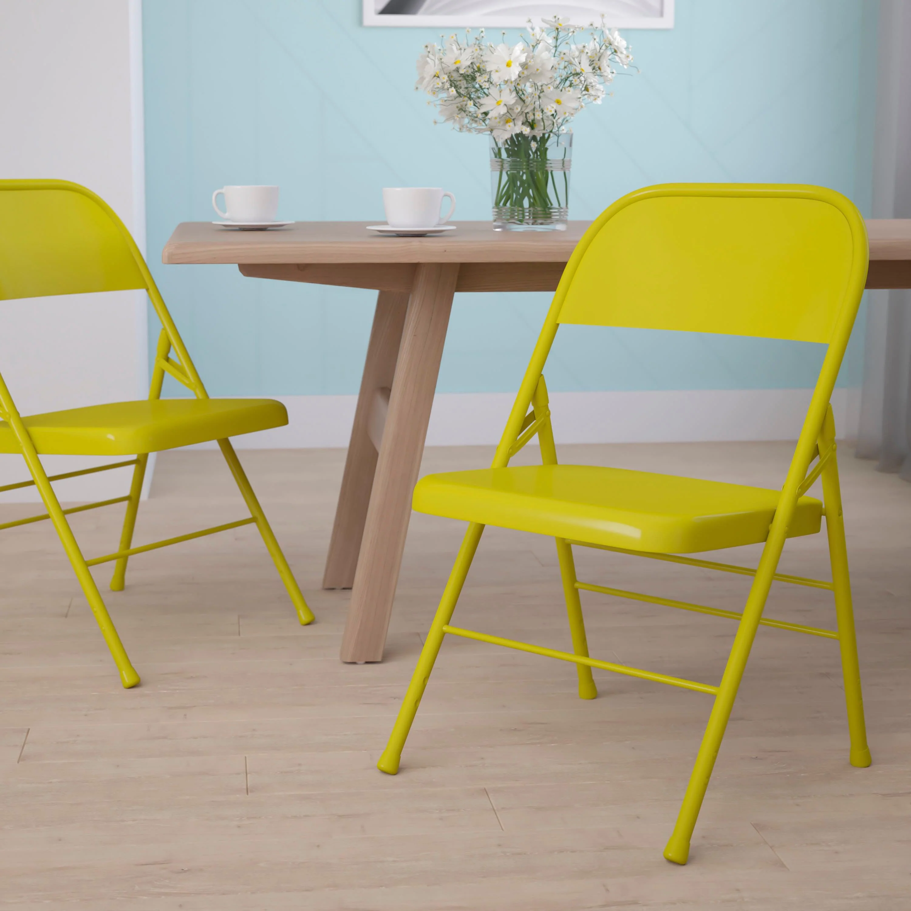 HERCULES COLORBURST Series Triple Braced & Double Hinged Metal Folding Chair - Image 73