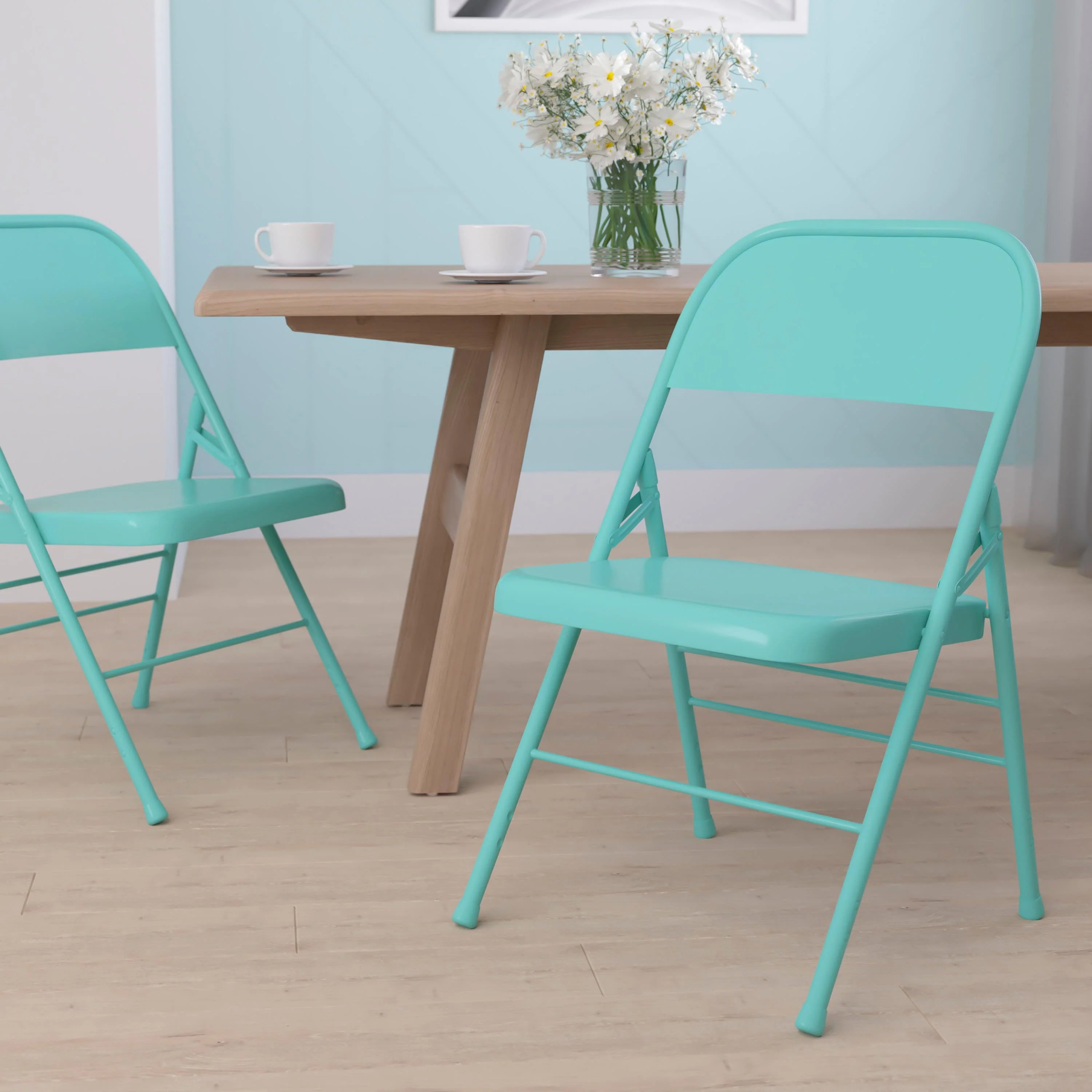HERCULES COLORBURST Series Triple Braced & Double Hinged Metal Folding Chair - Image 85