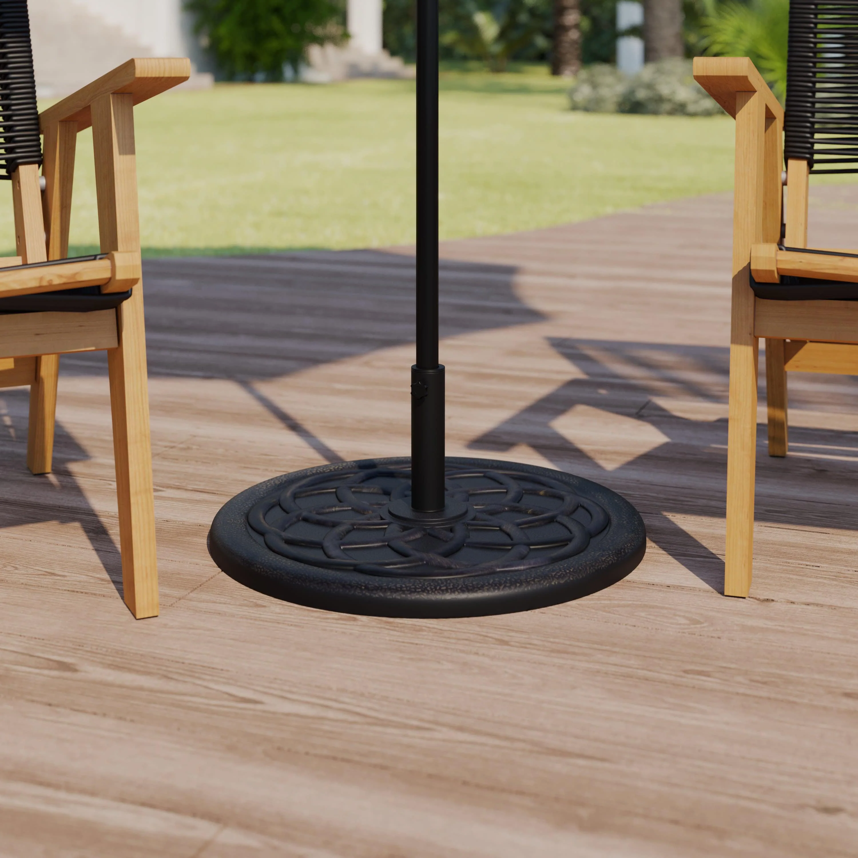Kona Universal Cement Patio Umbrella Base with Weatherproof Plastic Polymer Coating - 19.25" Diameter - Image 12