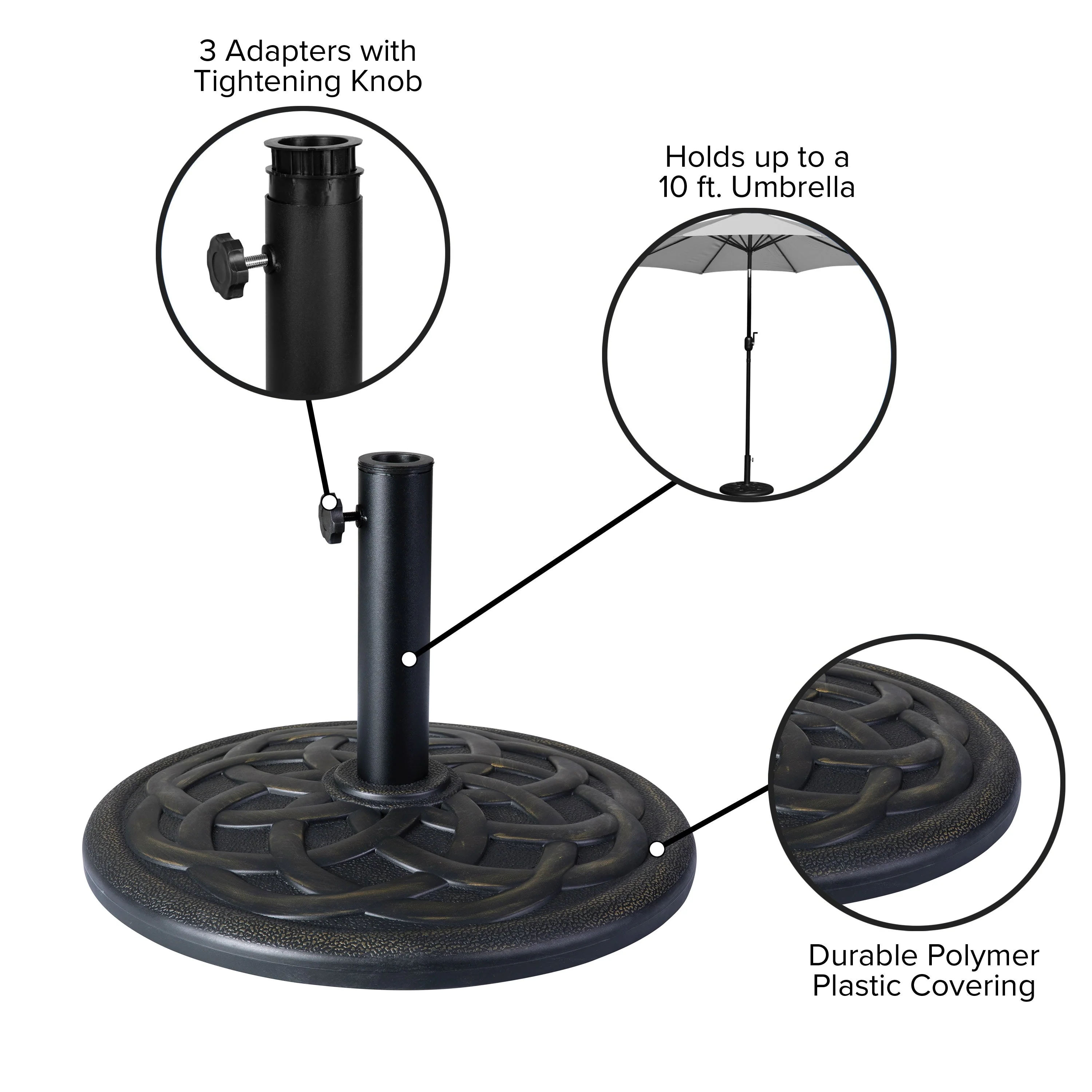 Kona Universal Cement Patio Umbrella Base with Weatherproof Plastic Polymer Coating - 19.25" Diameter - Image 14
