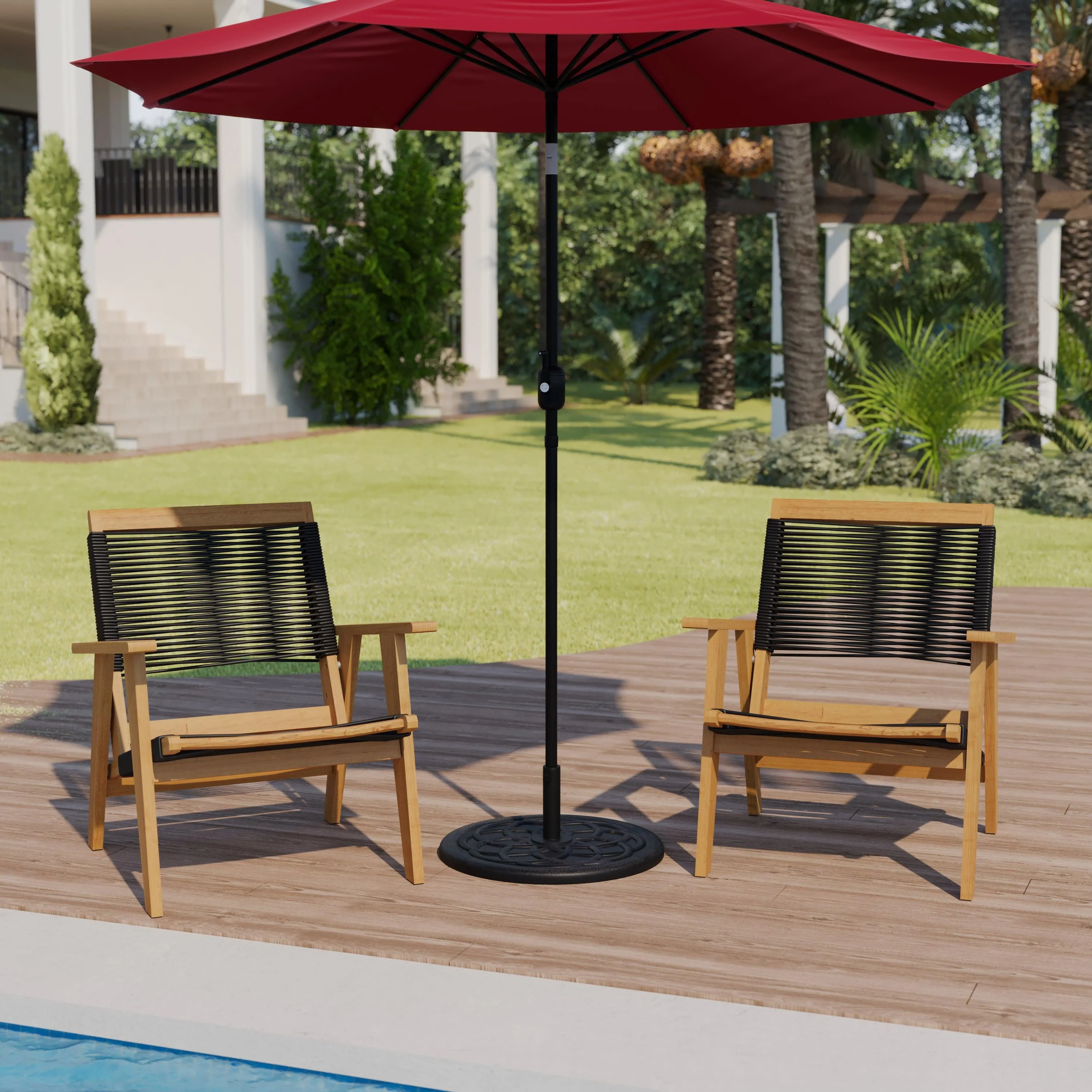 Kona Universal Cement Patio Umbrella Base with Weatherproof Plastic Polymer Coating - 19.25" Diameter - Image 17