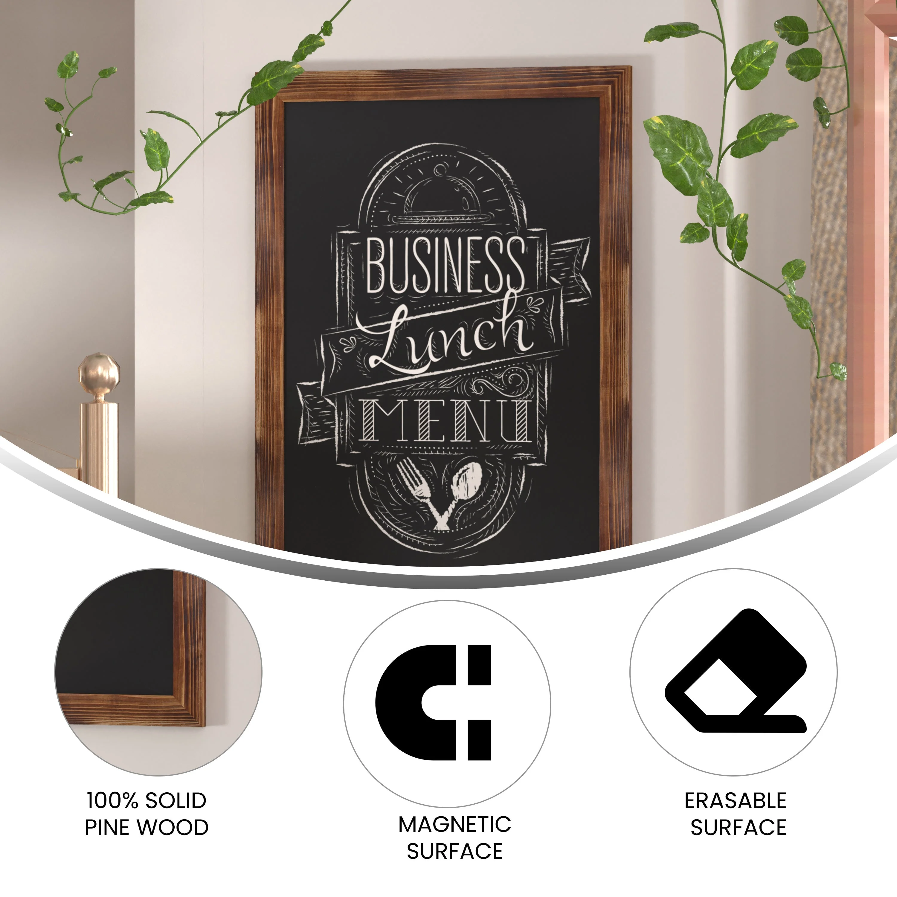 Canterbury Wall Mount Magnetic Chalkboard Sign with Eraser, Hanging Wall Chalkboard Memo Board for Home, School, or Business - Image 103