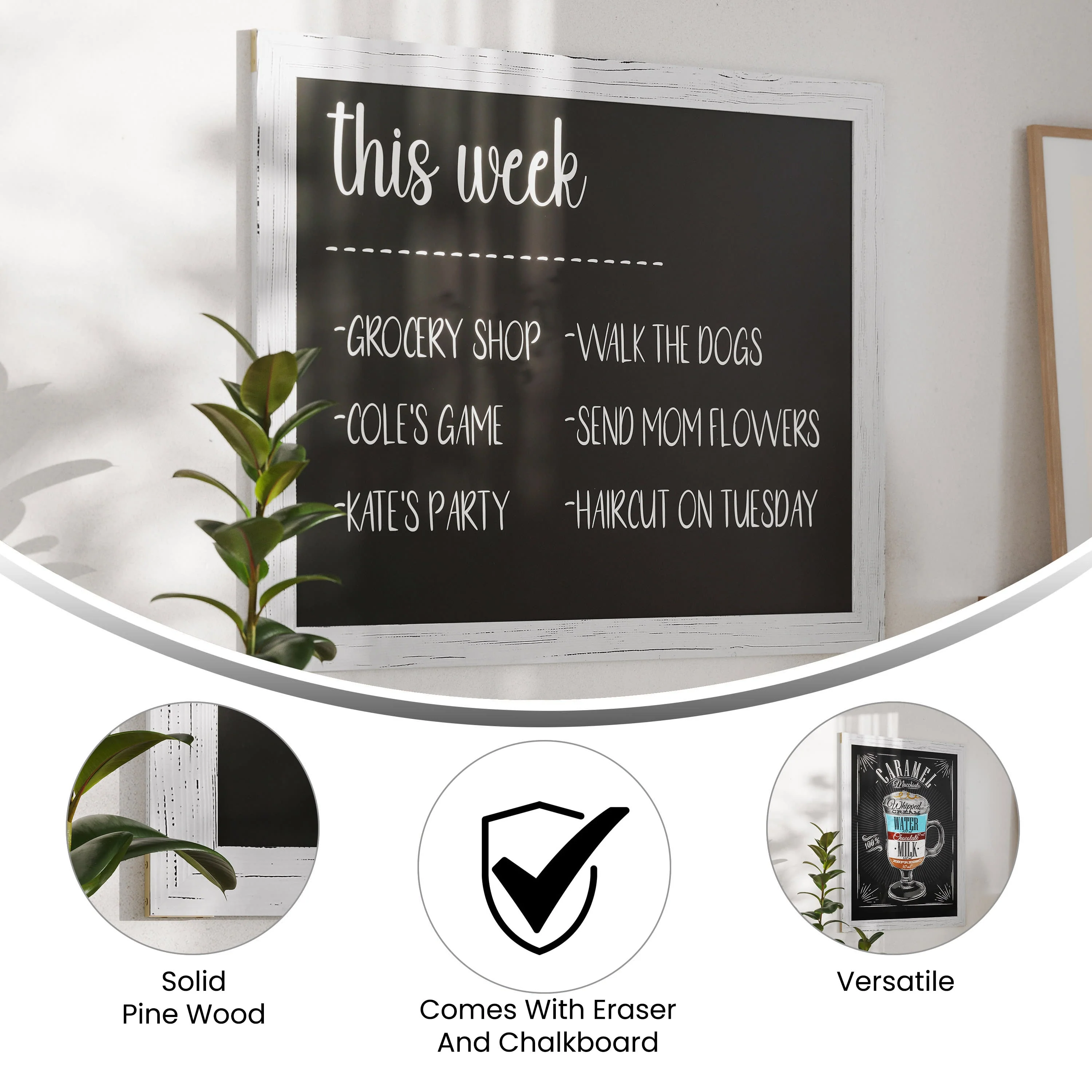 Canterbury Wall Mount Magnetic Chalkboard Sign with Eraser, Hanging Wall Chalkboard Memo Board for Home, School, or Business - Image 67