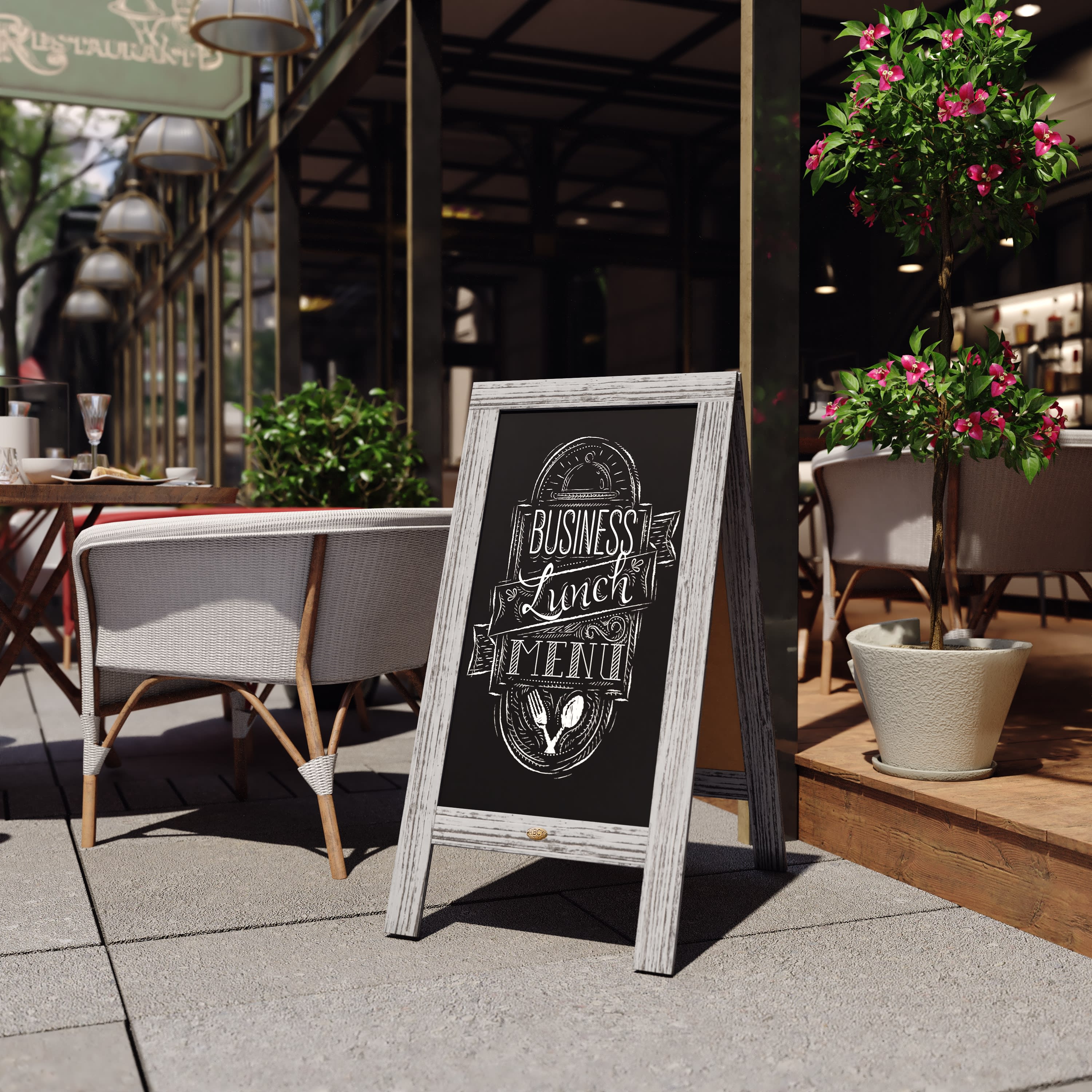 Canterbury Wooden Indoor/Outdoor A-Frame Magnetic Chalkboard Sign Set with 8 Chalk Markers, 10 Stencils, Eraser, and 2 Magnets - Image 11