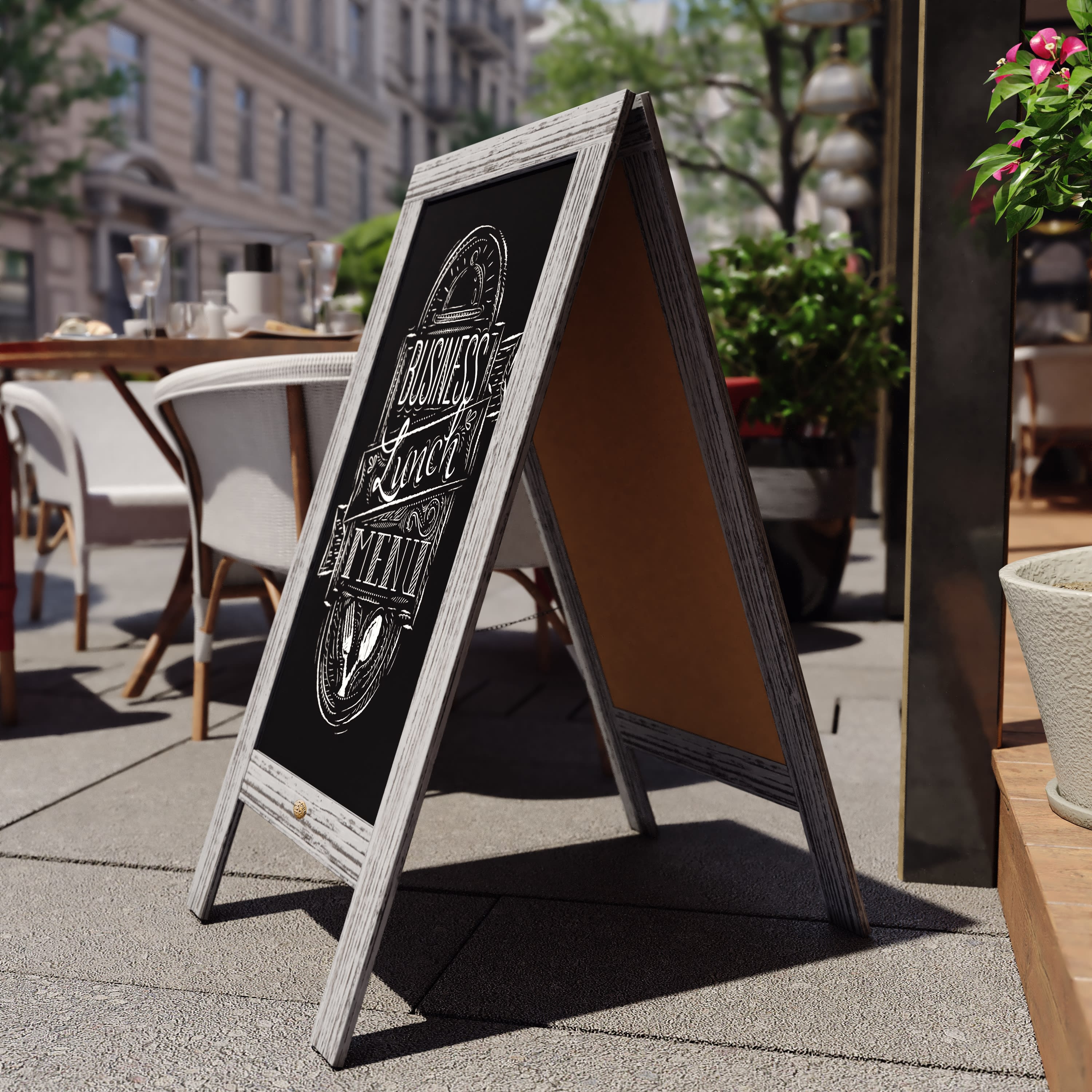 Canterbury Wooden Indoor/Outdoor A-Frame Magnetic Chalkboard Sign Set with 8 Chalk Markers, 10 Stencils, Eraser, and 2 Magnets - Image 16