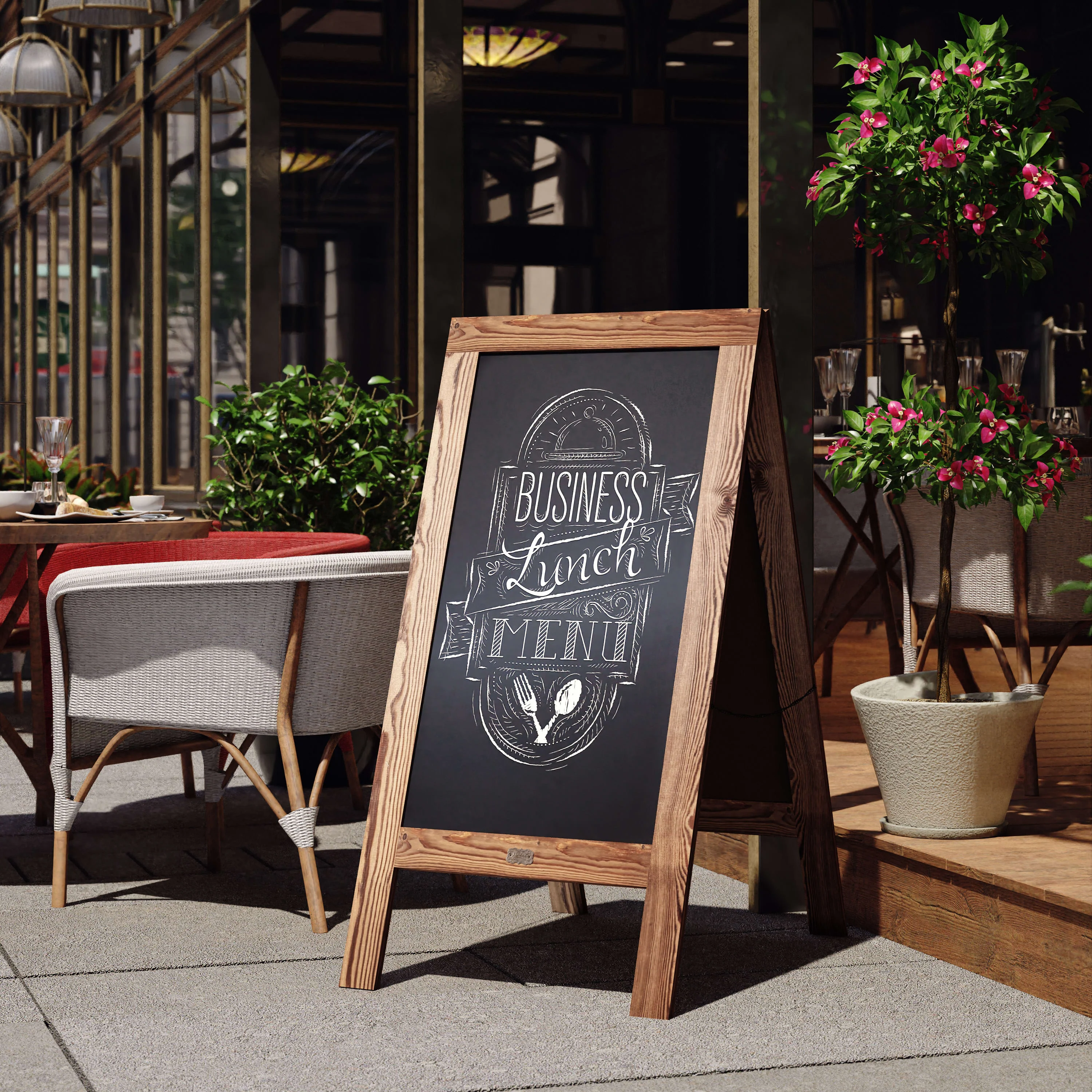 Canterbury Wooden Indoor/Outdoor A-Frame Magnetic Chalkboard Sign Set with 8 Chalk Markers, 10 Stencils, Eraser, and 2 Magnets - Image 20
