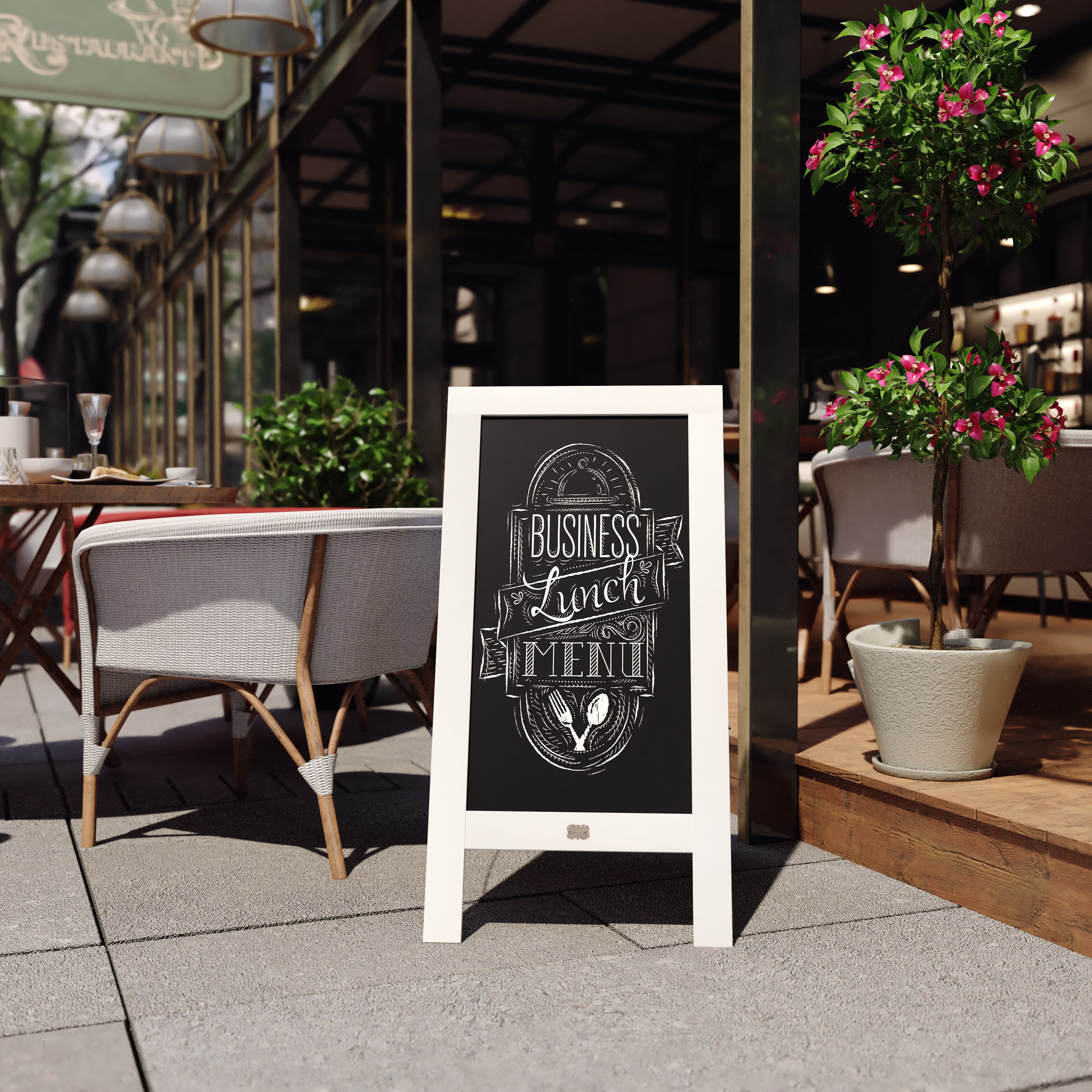 Canterbury Wooden Indoor/Outdoor A-Frame Magnetic Chalkboard Sign Set with 8 Chalk Markers, 10 Stencils, Eraser, and 2 Magnets - Image 44