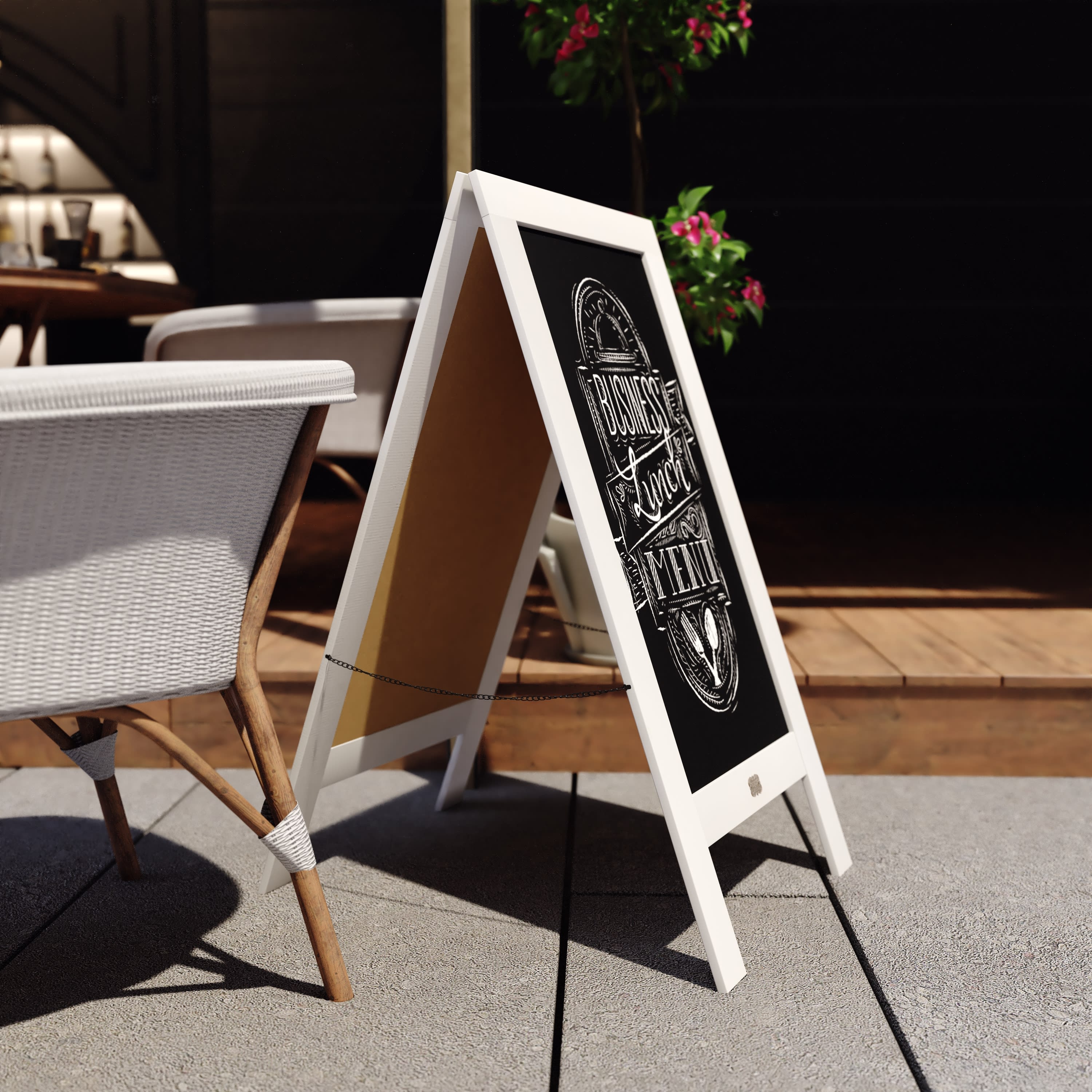 Canterbury Wooden Indoor/Outdoor A-Frame Magnetic Chalkboard Sign Set with 8 Chalk Markers, 10 Stencils, Eraser, and 2 Magnets - Image 48