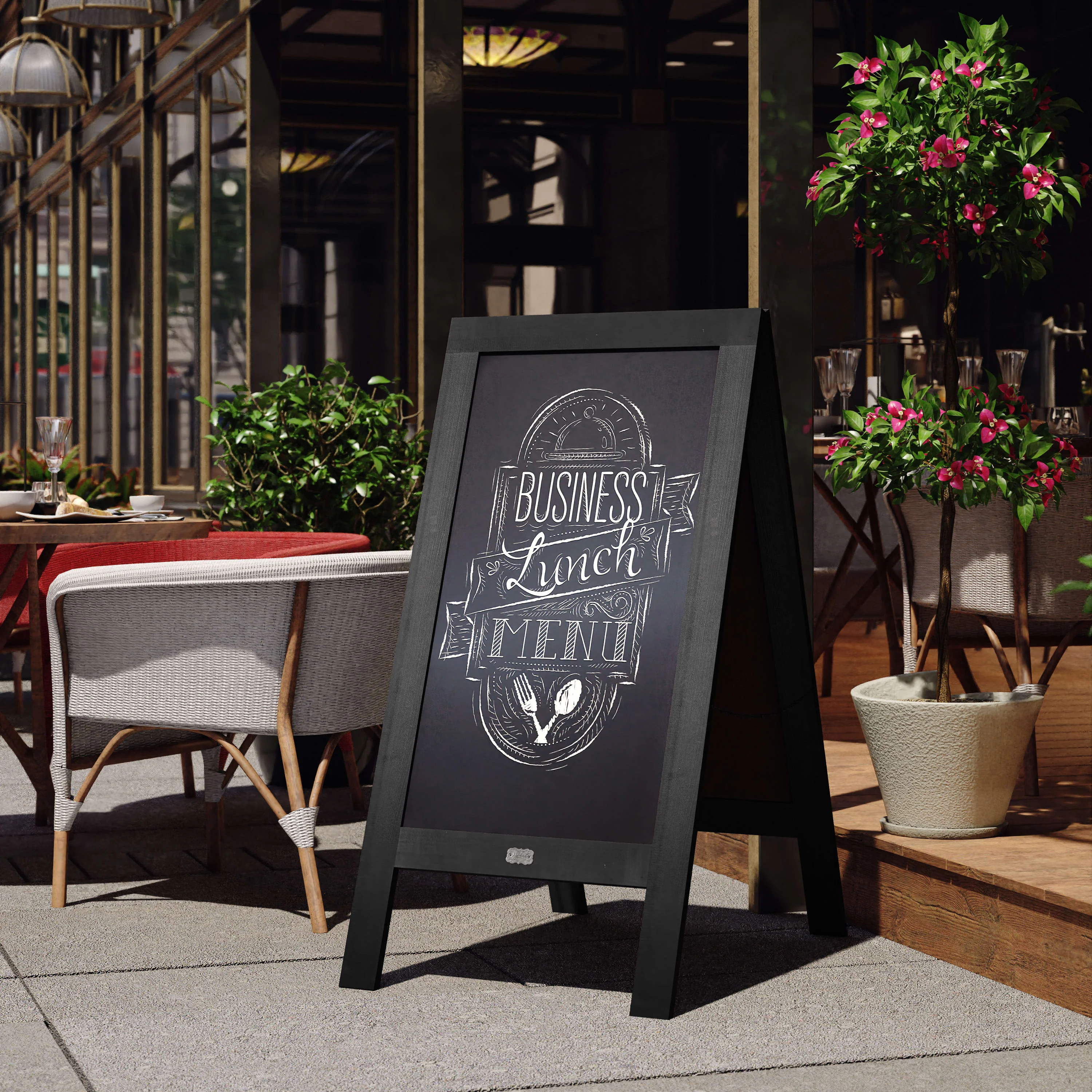 Canterbury Wooden Indoor/Outdoor A-Frame Magnetic Chalkboard Sign Set with 8 Chalk Markers, 10 Stencils, Eraser, and 2 Magnets - Image 56