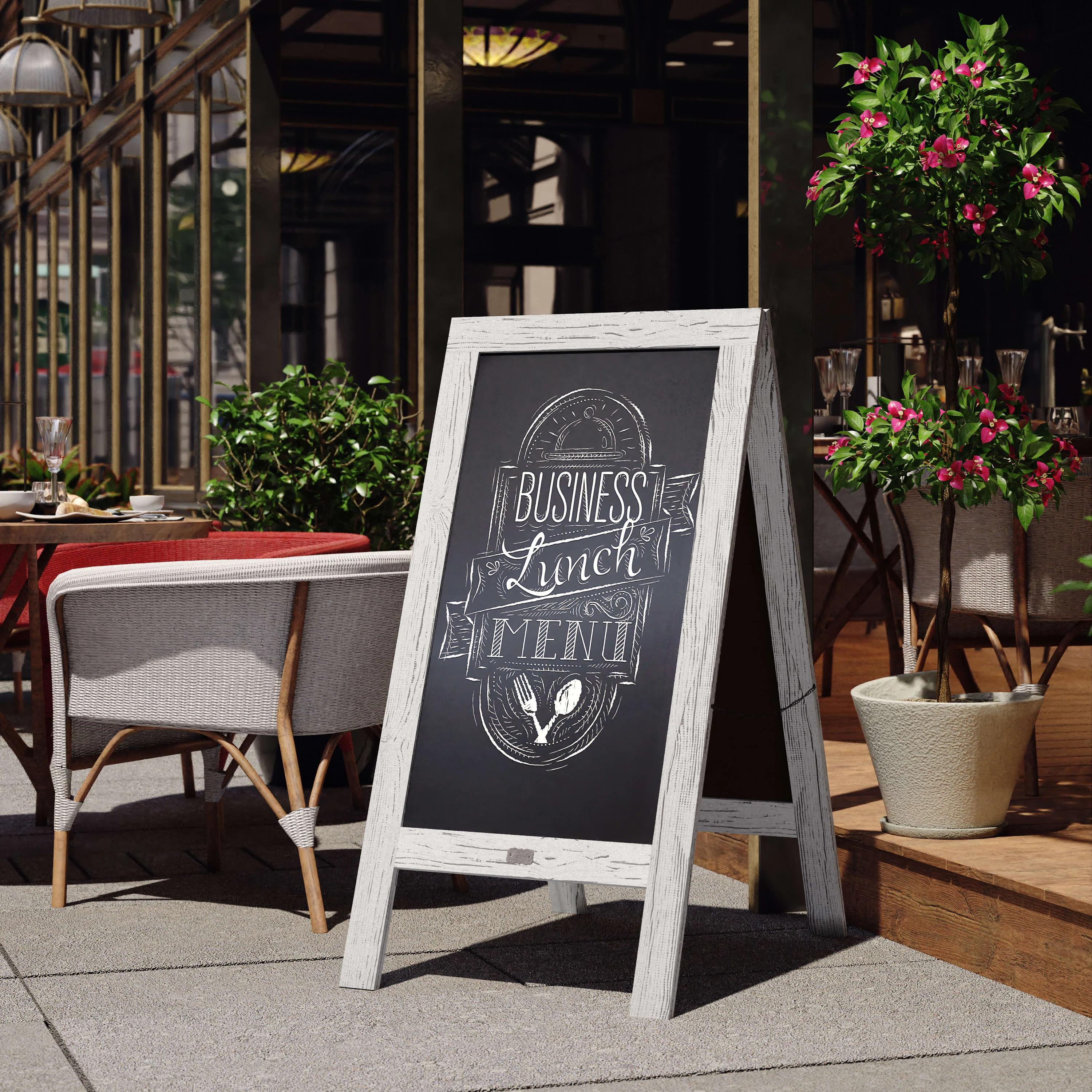 Canterbury Wooden Indoor/Outdoor A-Frame Magnetic Chalkboard Sign Set with 8 Chalk Markers, 10 Stencils, Eraser, and 2 Magnets - Image 68