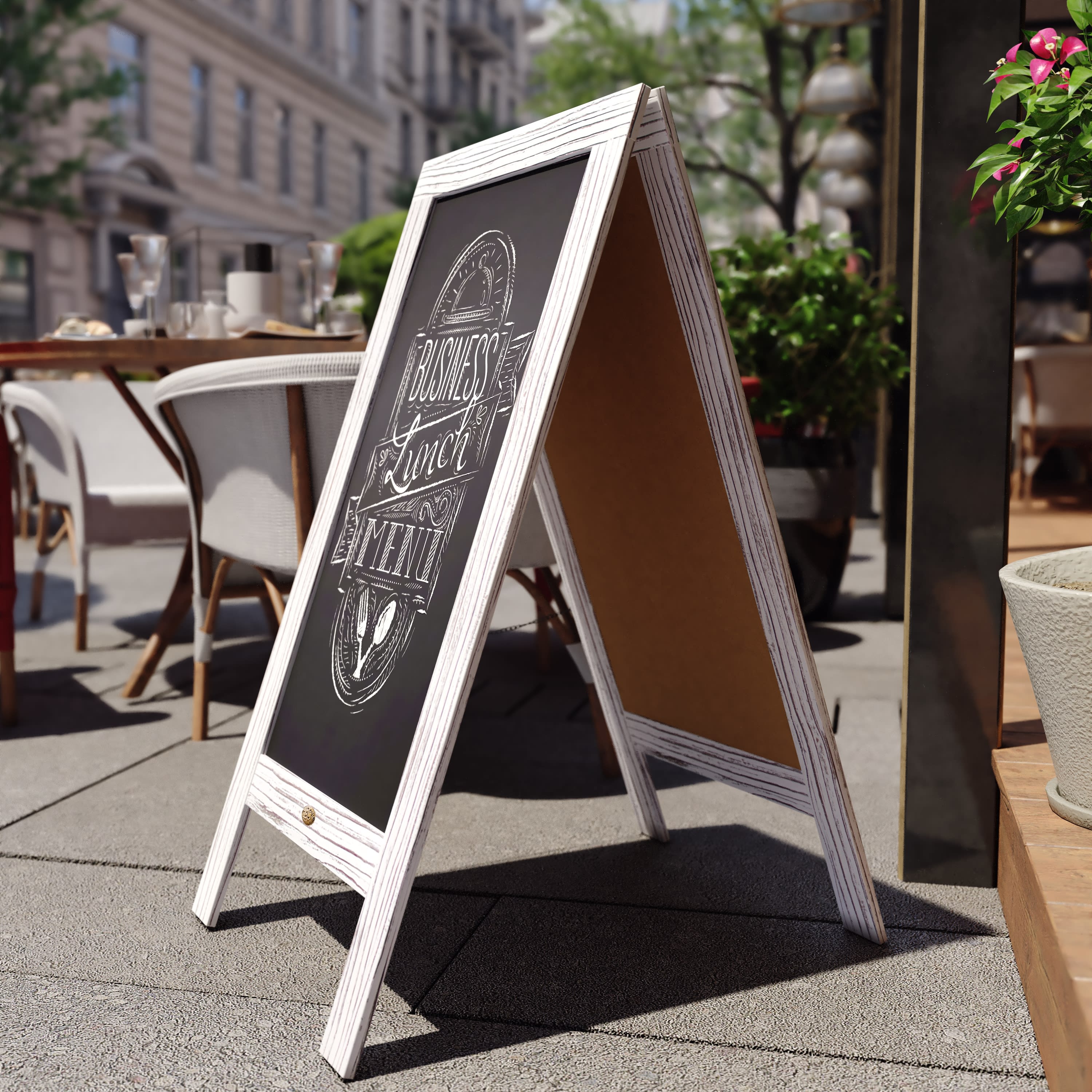 Canterbury Wooden Indoor/Outdoor A-Frame Magnetic Chalkboard Sign Set with 8 Chalk Markers, 10 Stencils, Eraser, and 2 Magnets - Image 7