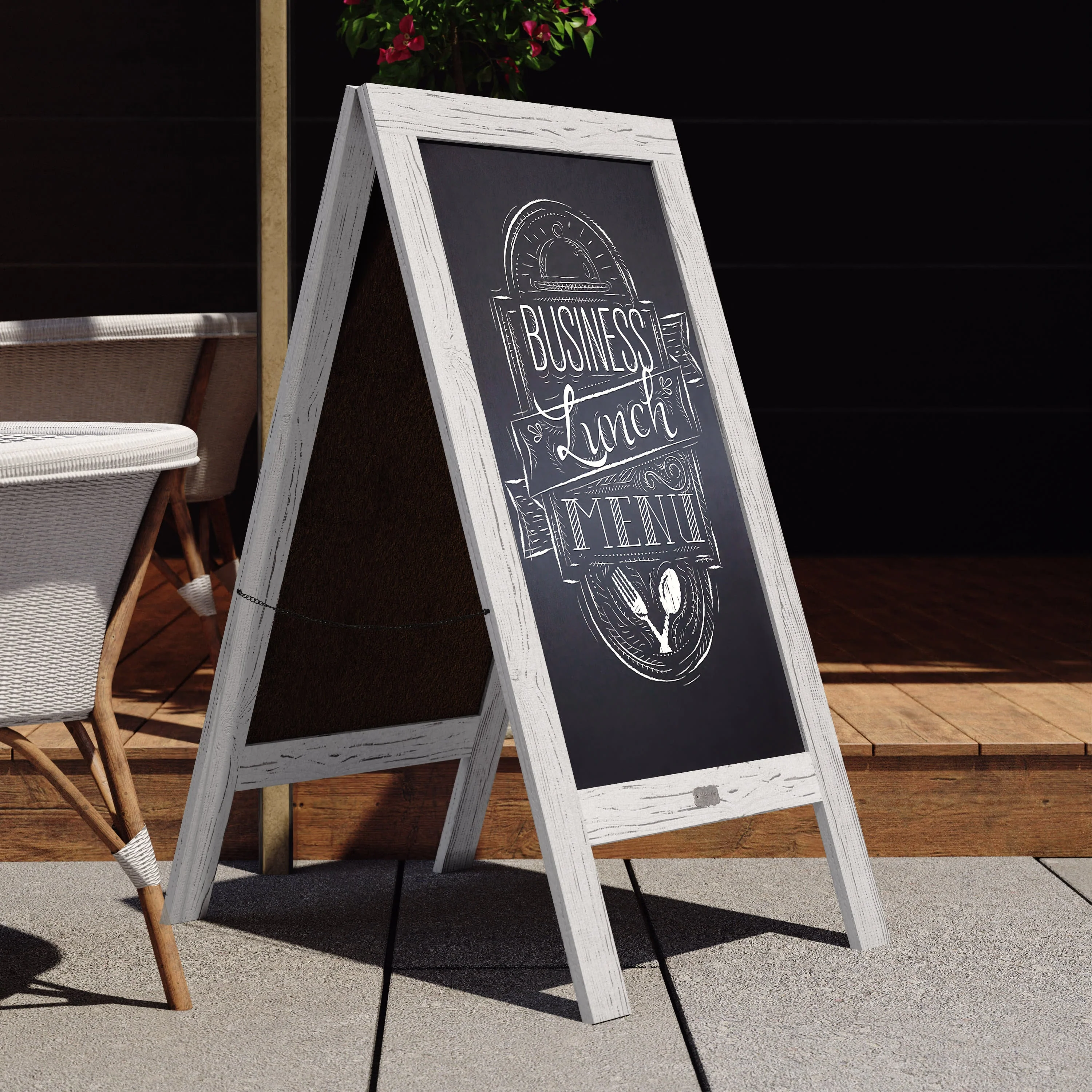 Canterbury Wooden Indoor/Outdoor A-Frame Magnetic Chalkboard Sign Set with 8 Chalk Markers, 10 Stencils, Eraser, and 2 Magnets - Image 72