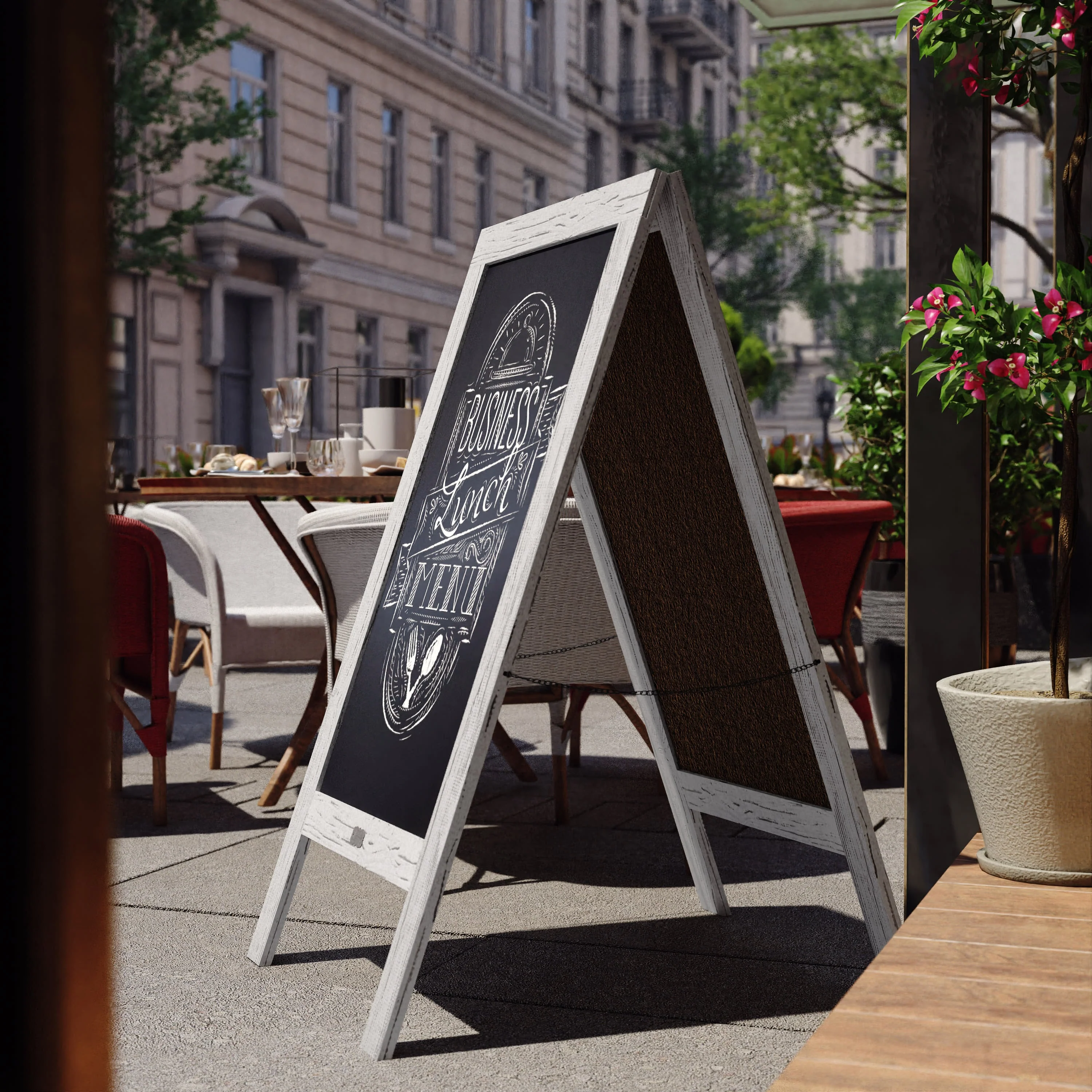 Canterbury Wooden Indoor/Outdoor A-Frame Magnetic Chalkboard Sign Set with 8 Chalk Markers, 10 Stencils, Eraser, and 2 Magnets - Image 73