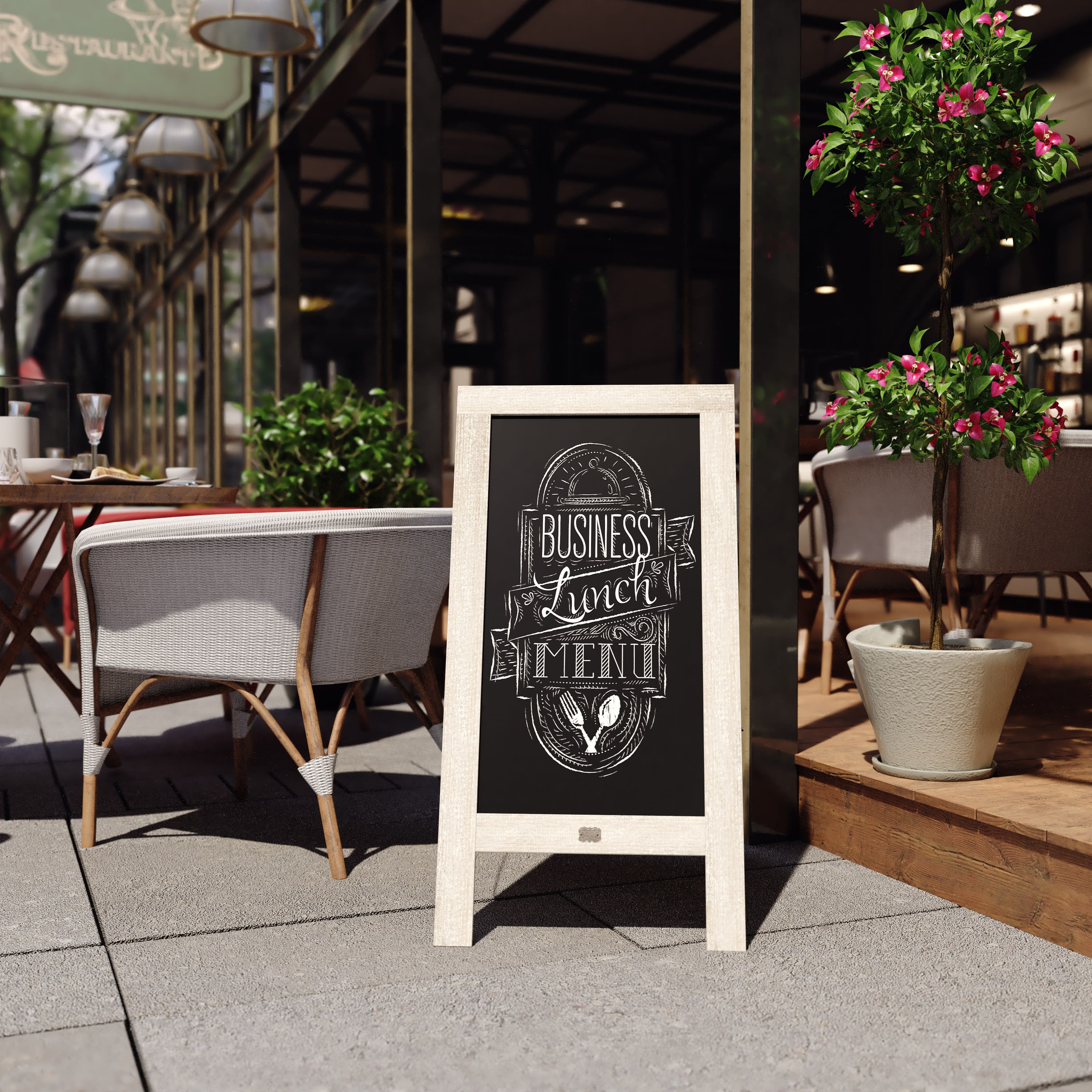Canterbury Wooden Indoor/Outdoor A-Frame Magnetic Chalkboard Sign Set with 8 Chalk Markers, 10 Stencils, Eraser, and 2 Magnets - Image 80