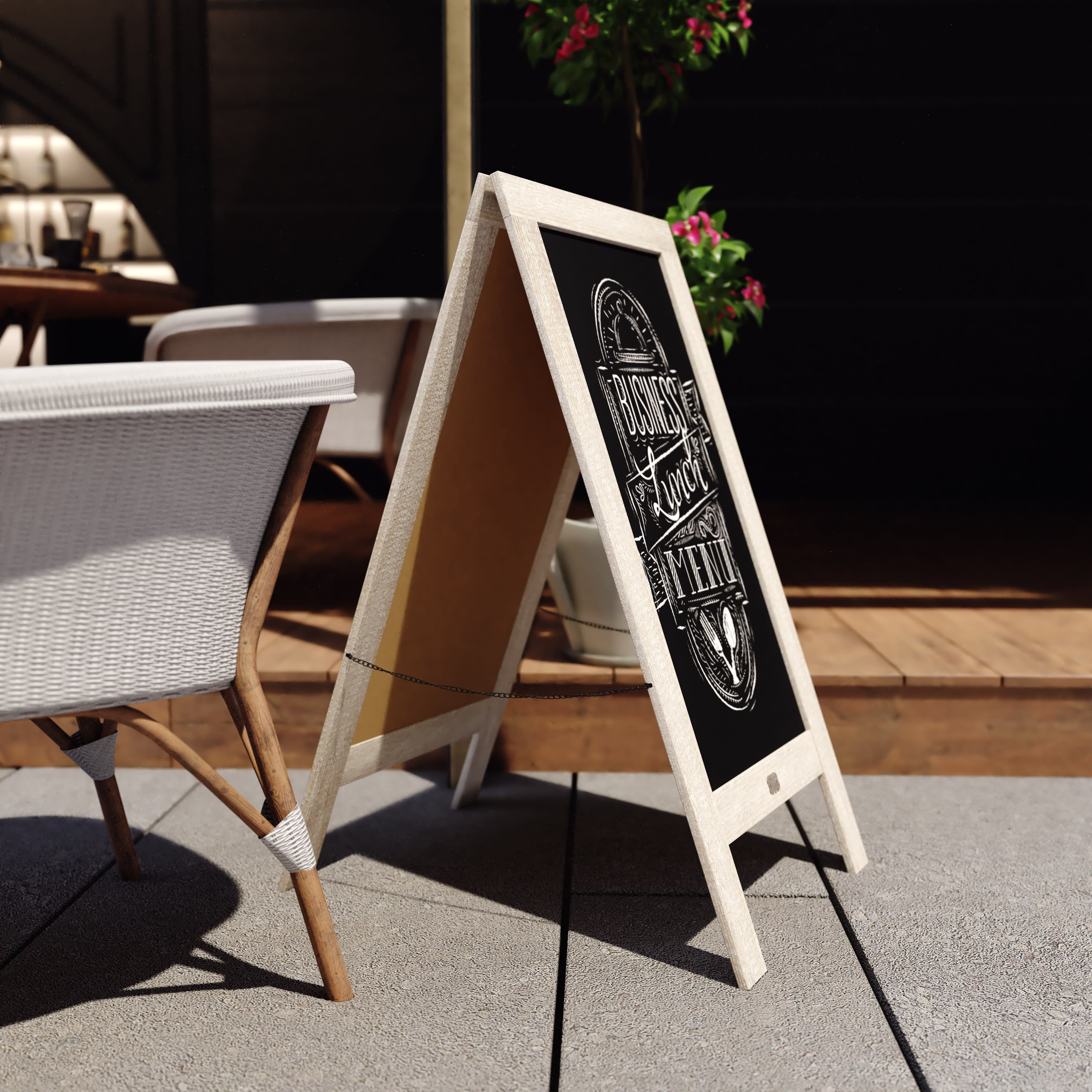 Canterbury Wooden Indoor/Outdoor A-Frame Magnetic Chalkboard Sign Set with 8 Chalk Markers, 10 Stencils, Eraser, and 2 Magnets - Image 84