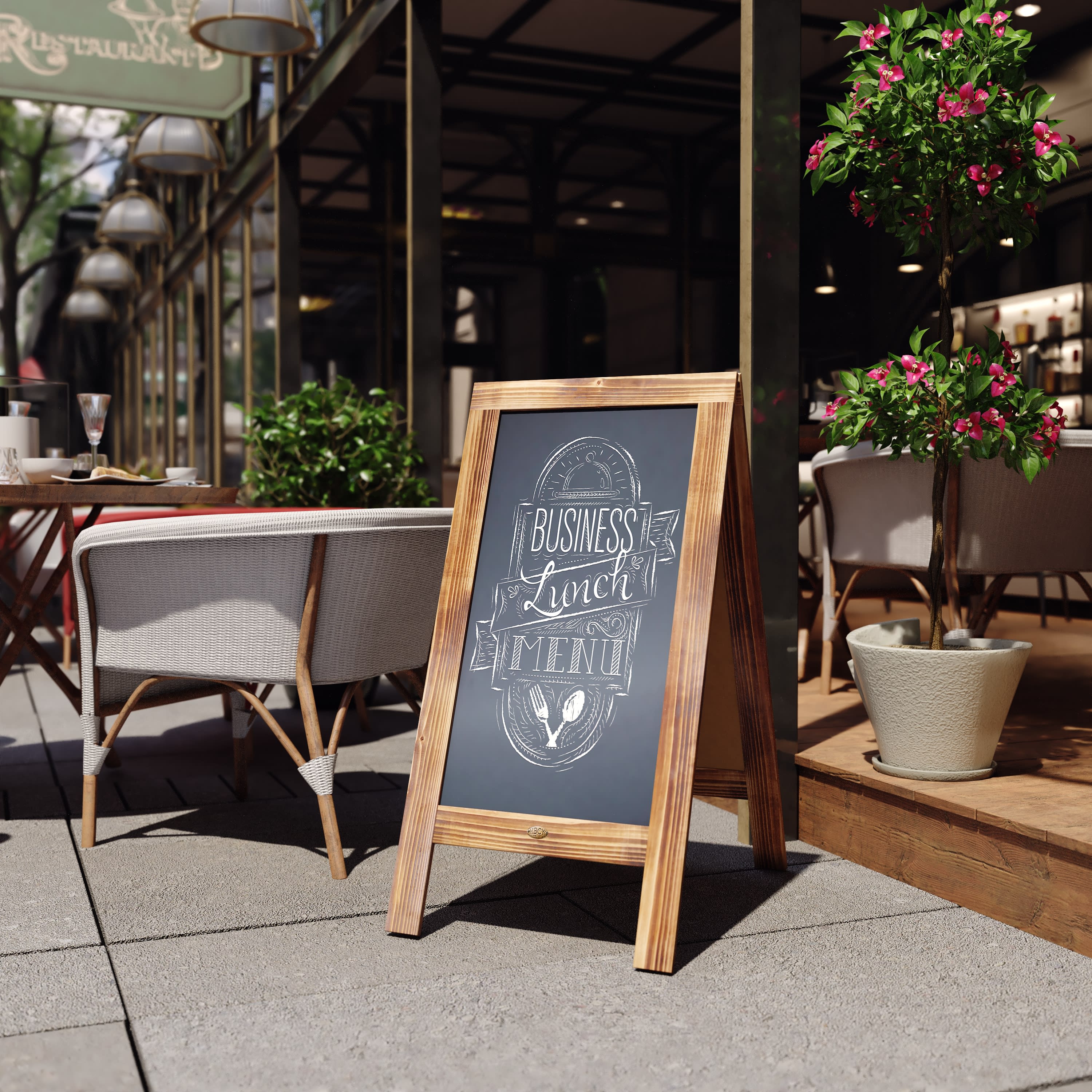 Canterbury Wooden Indoor/Outdoor A-Frame Magnetic Chalkboard Sign Set with 8 Chalk Markers, 10 Stencils, Eraser, and 2 Magnets - Image 92