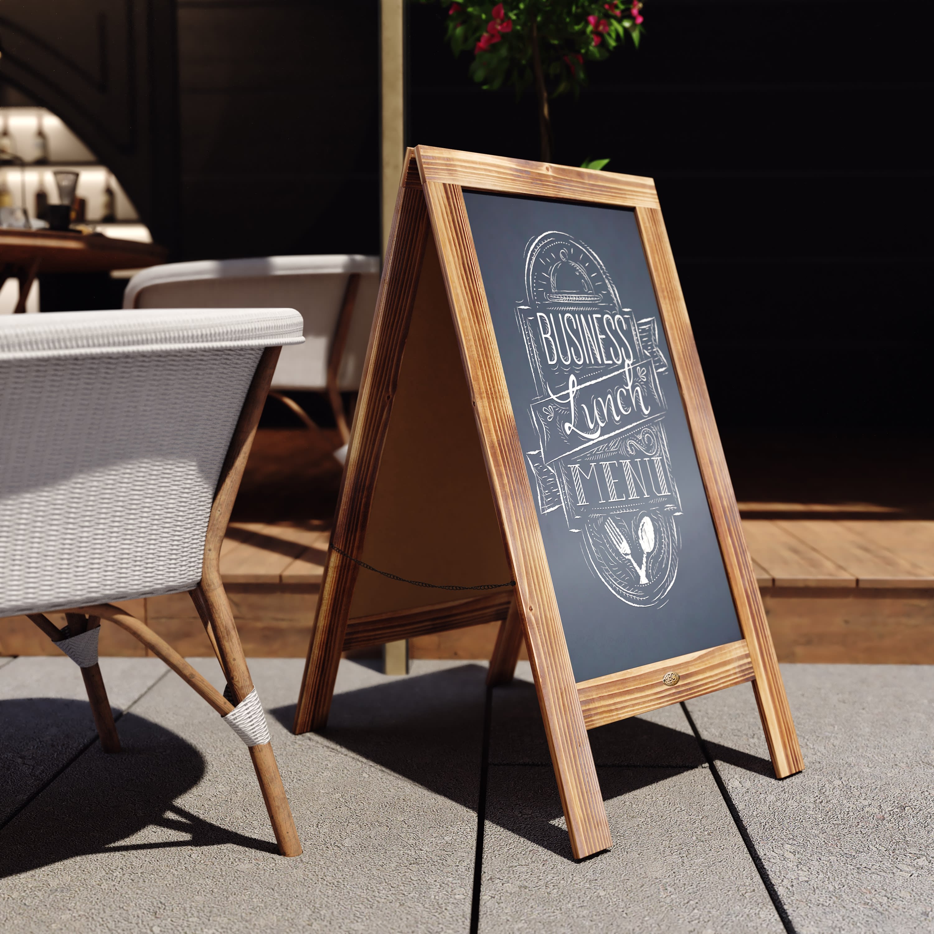Canterbury Wooden Indoor/Outdoor A-Frame Magnetic Chalkboard Sign Set with 8 Chalk Markers, 10 Stencils, Eraser, and 2 Magnets - Image 96